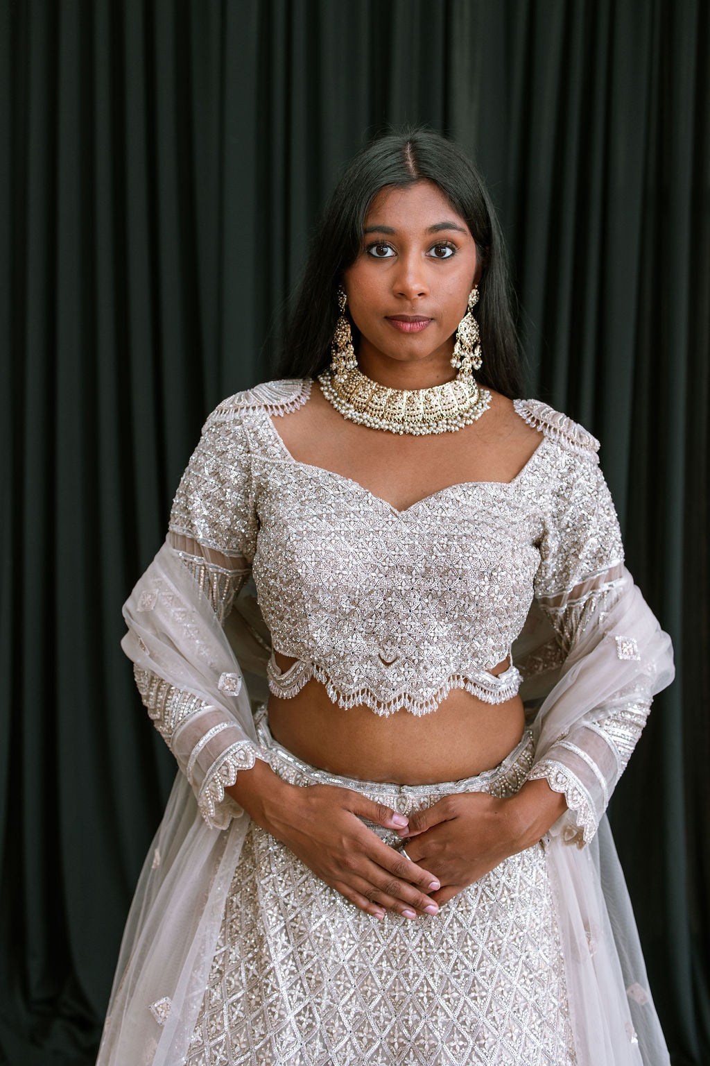 Silver Stone & Sequin  - Mila Bridal Lehenga - Ready To Ship