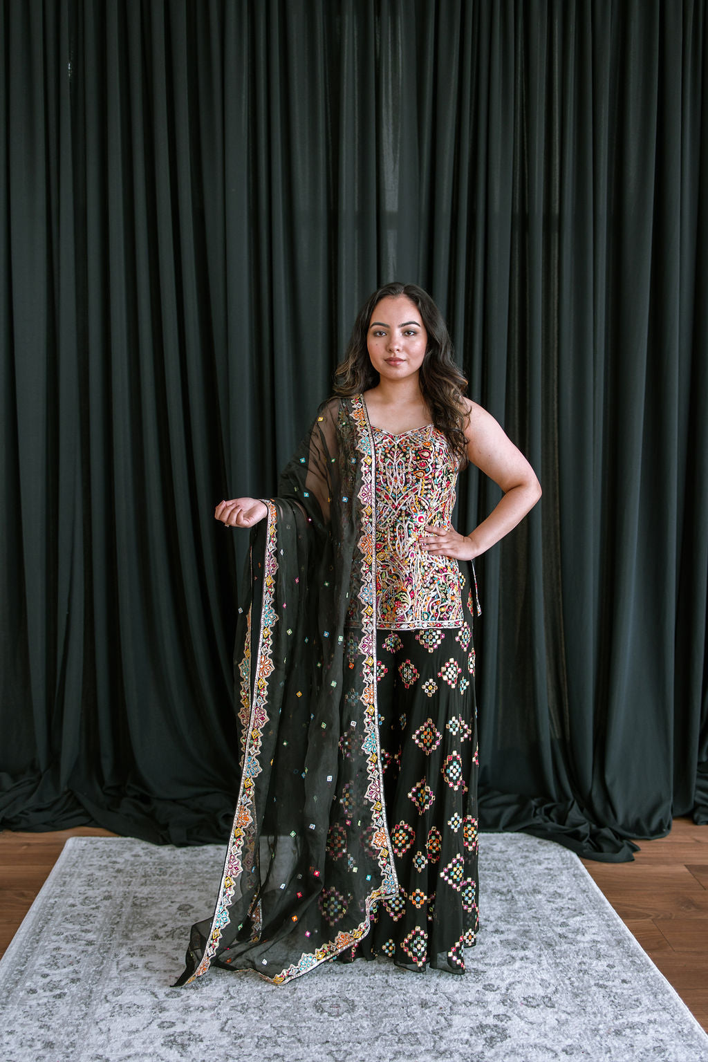 BLACK MULTI COLOR SHARARA - Ready To Ship