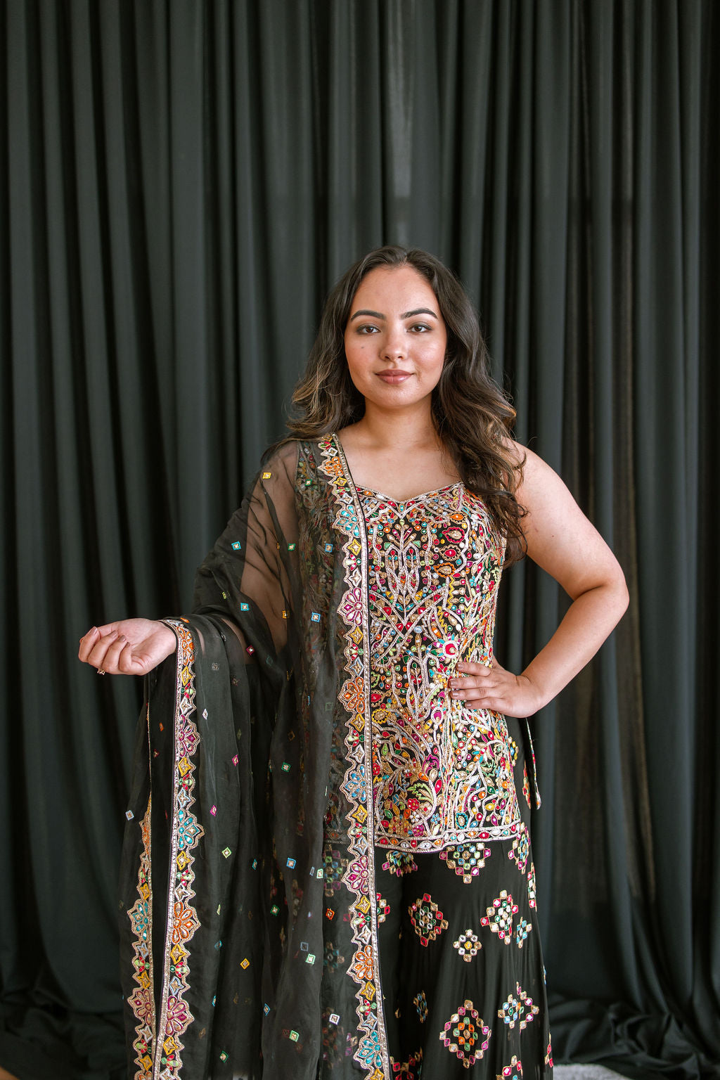 BLACK MULTI COLOR SHARARA - Ready To Ship