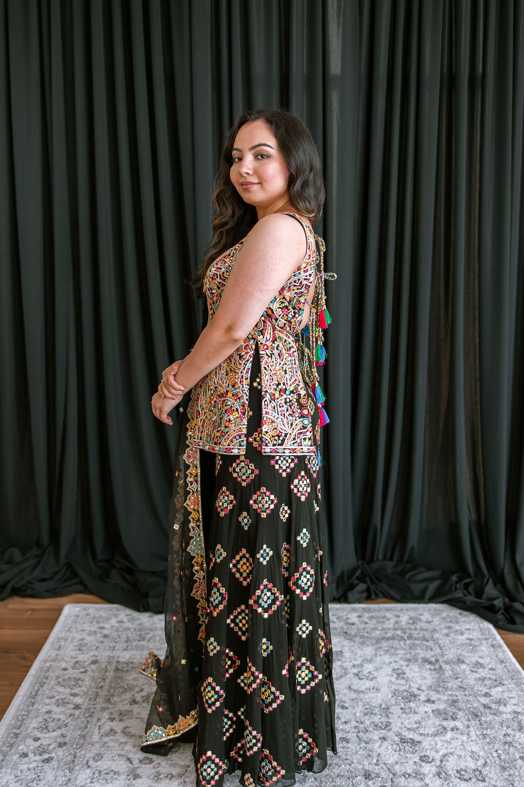 BLACK MULTI COLOR SHARARA - Ready To Ship