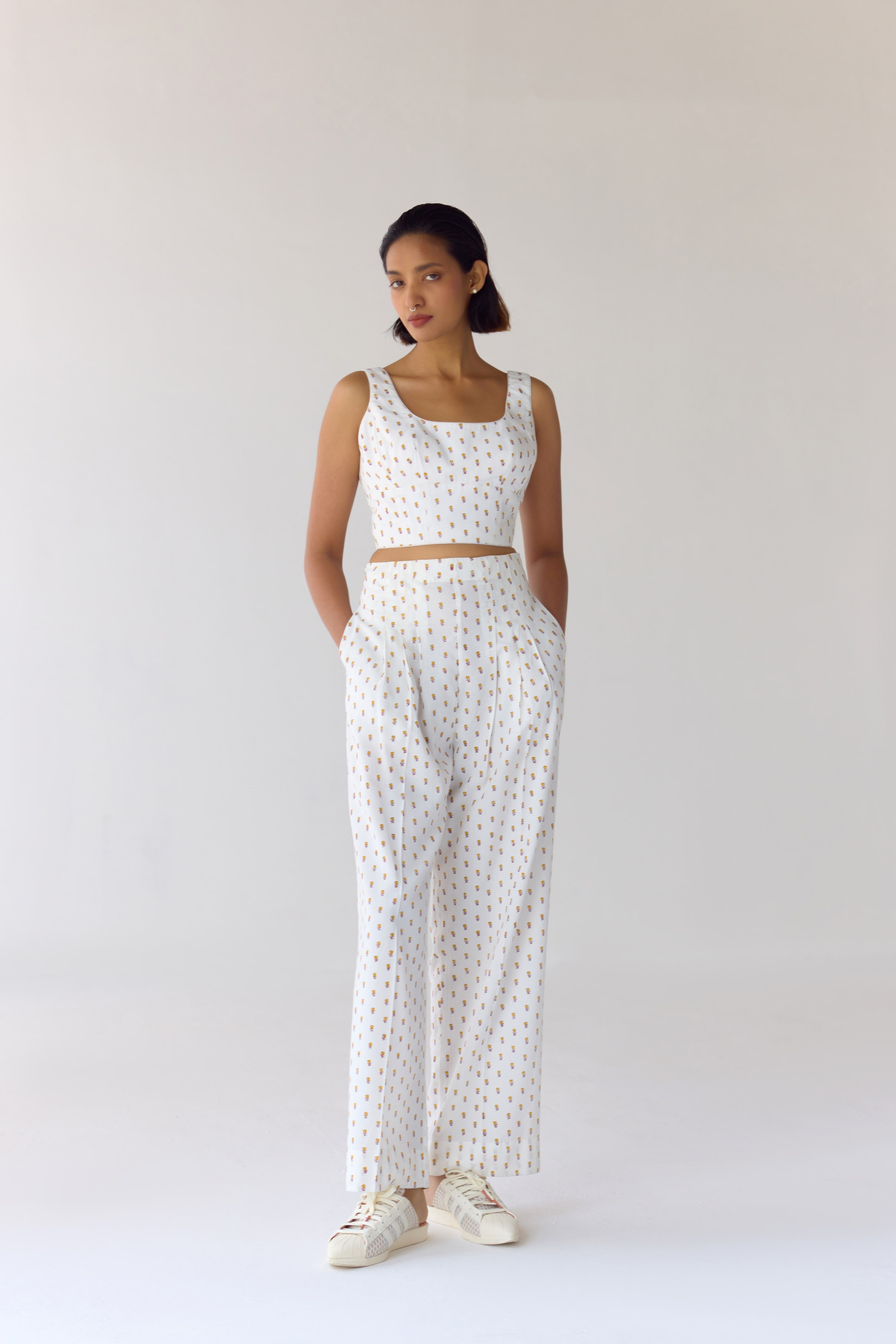 White Top & Trouser Set - CNC208