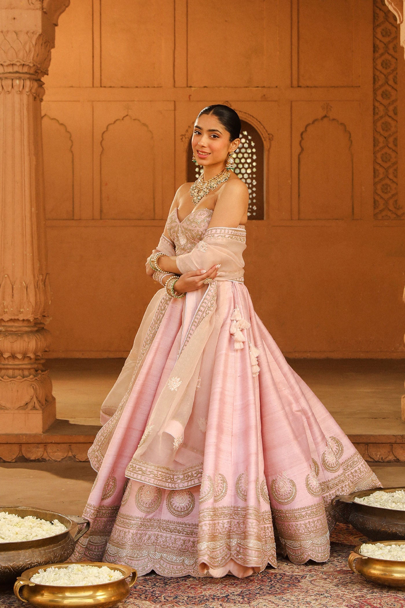 Razana - Blush Pink Lehenga Set with Dupatta
