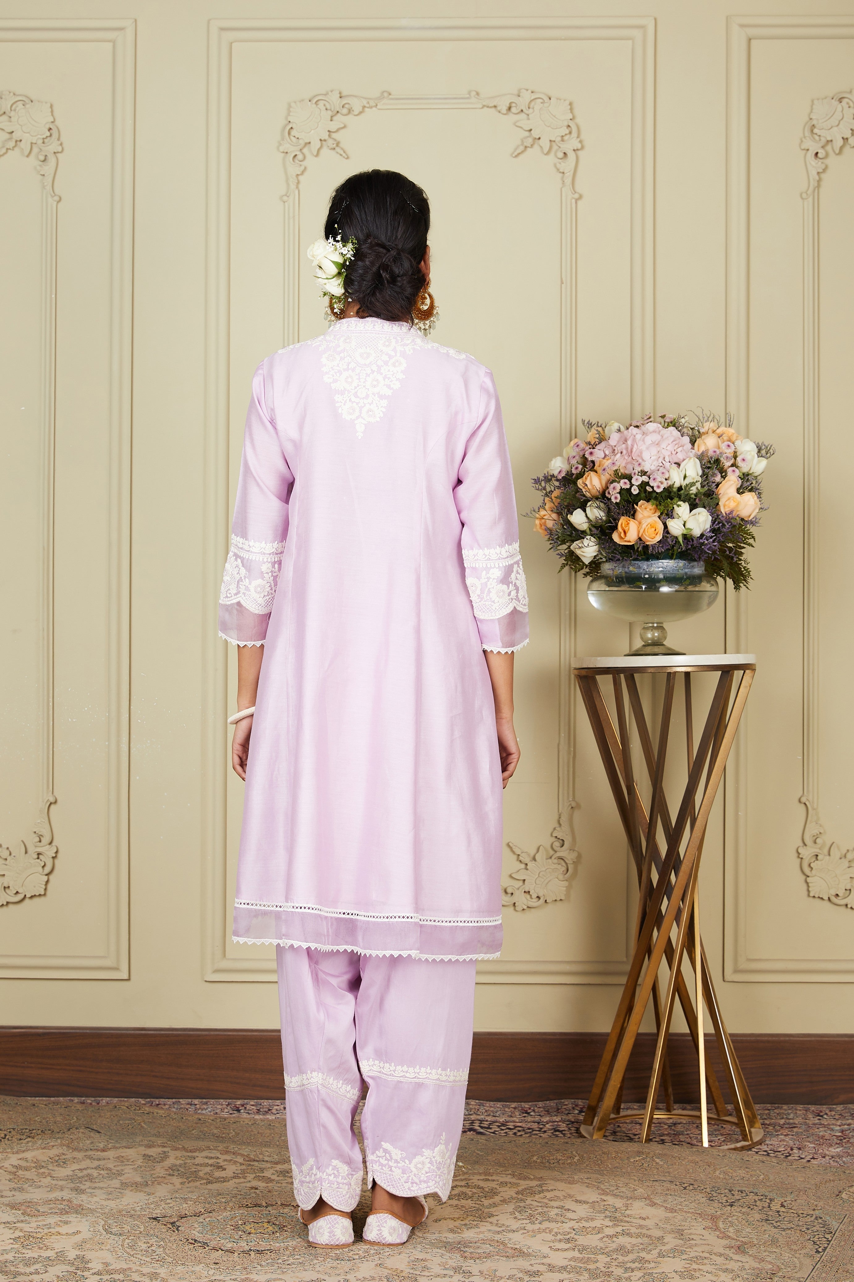 Ryhana - Periwinkle Princess-cut short kurta with salwar and dupatta