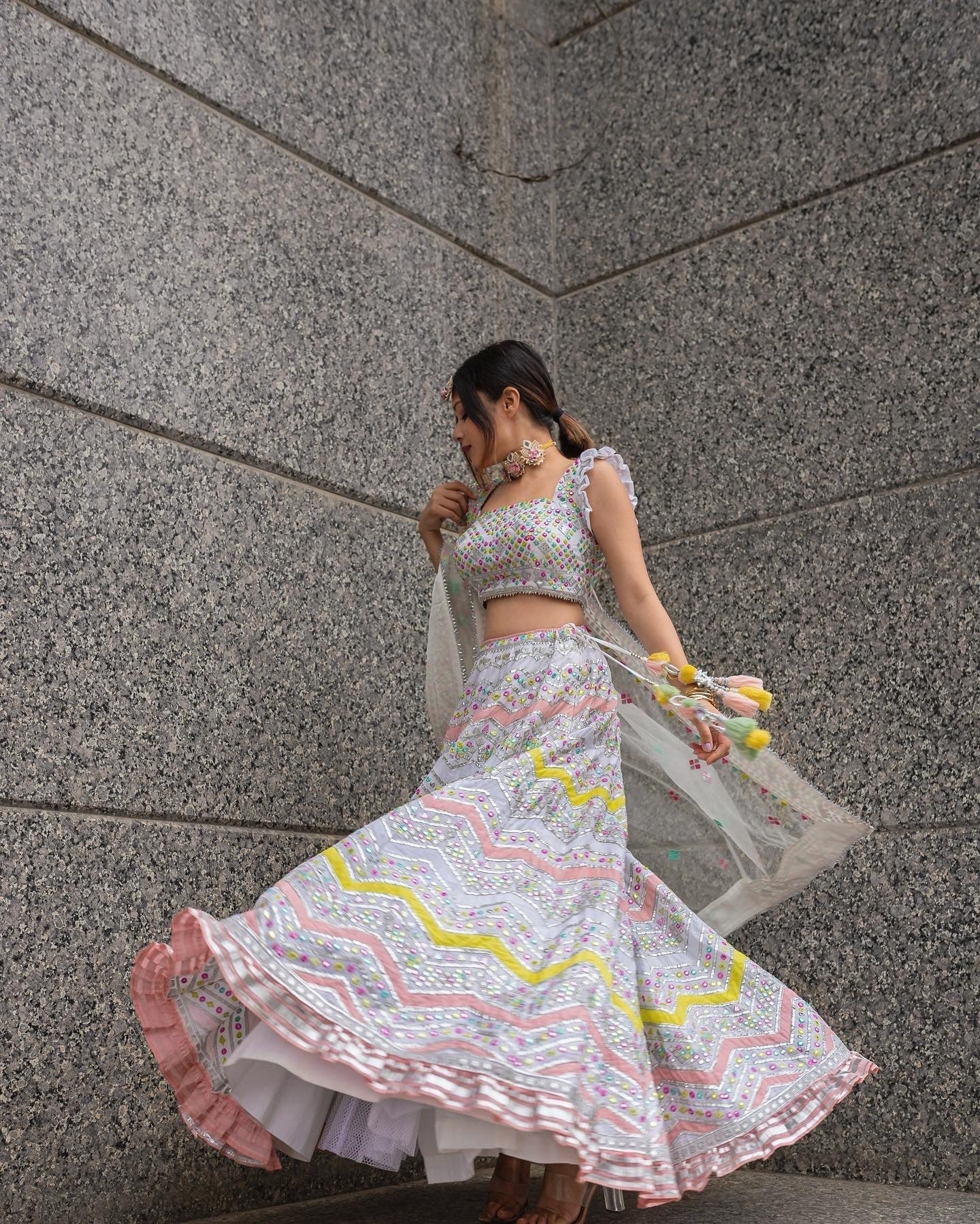Riya Jain in Noor Chevron Lehenga Set