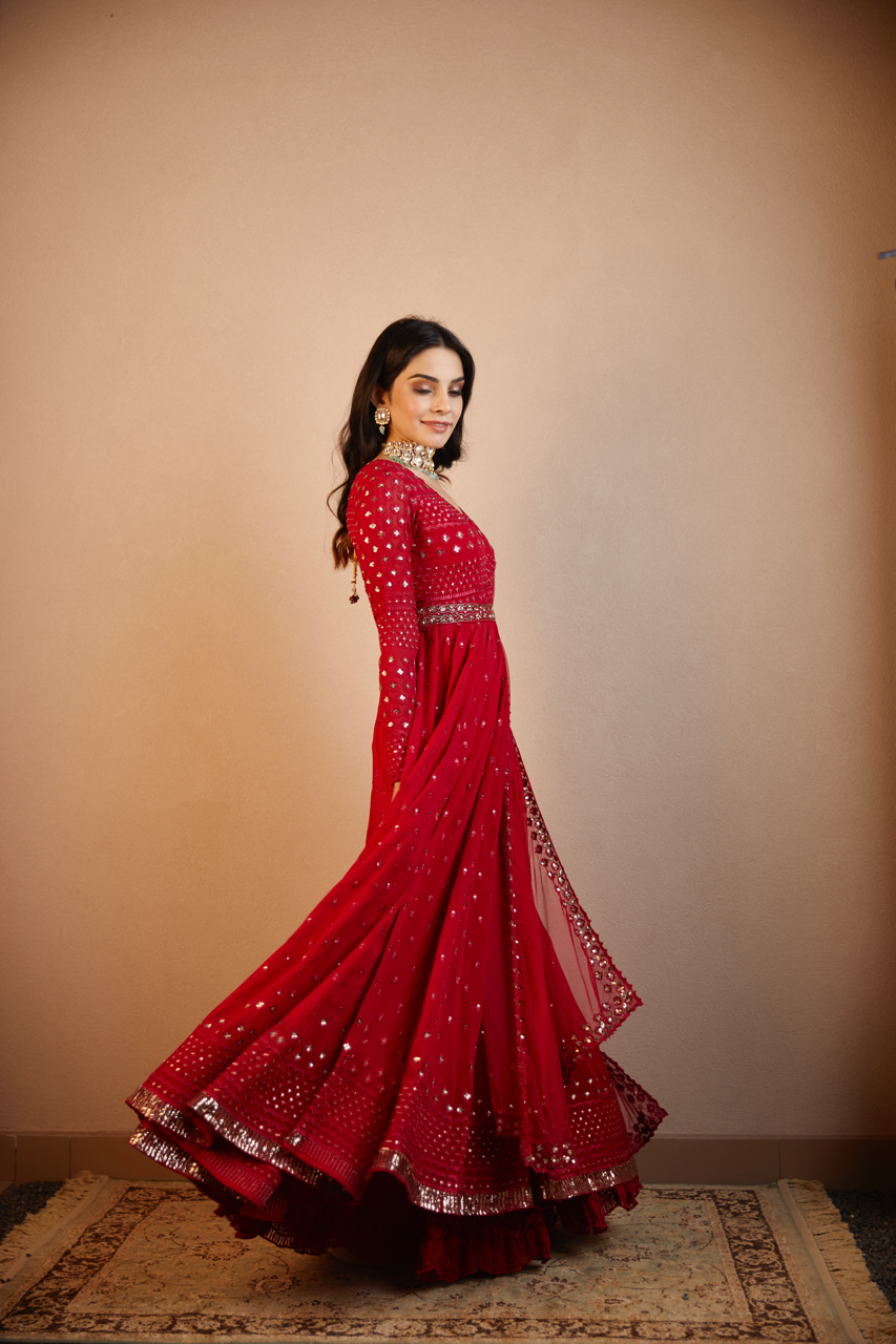 CARAMINE PINK DORI WORK FRON OPEN JACKET SET