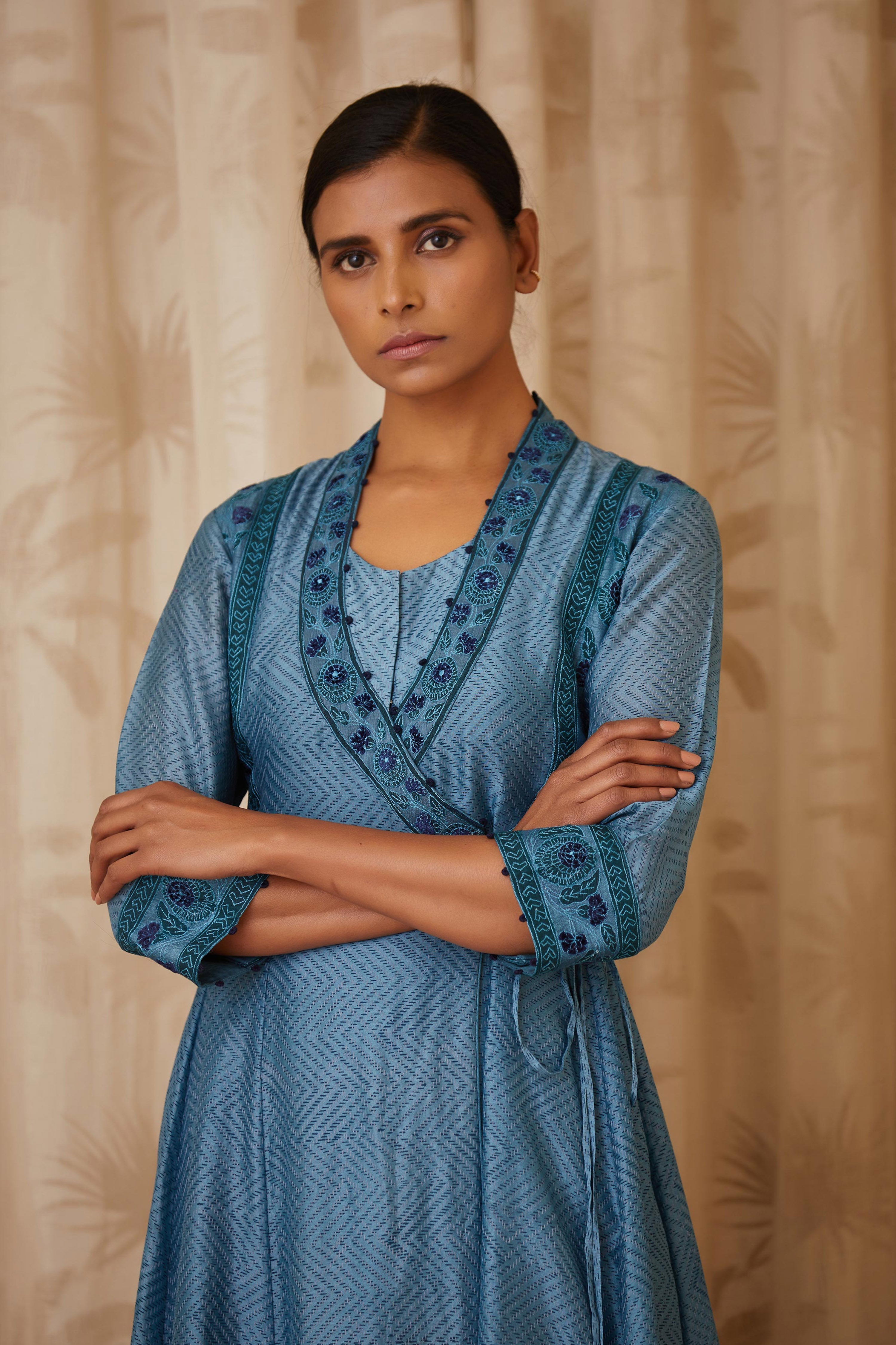 Teal Blue Angrakha Set