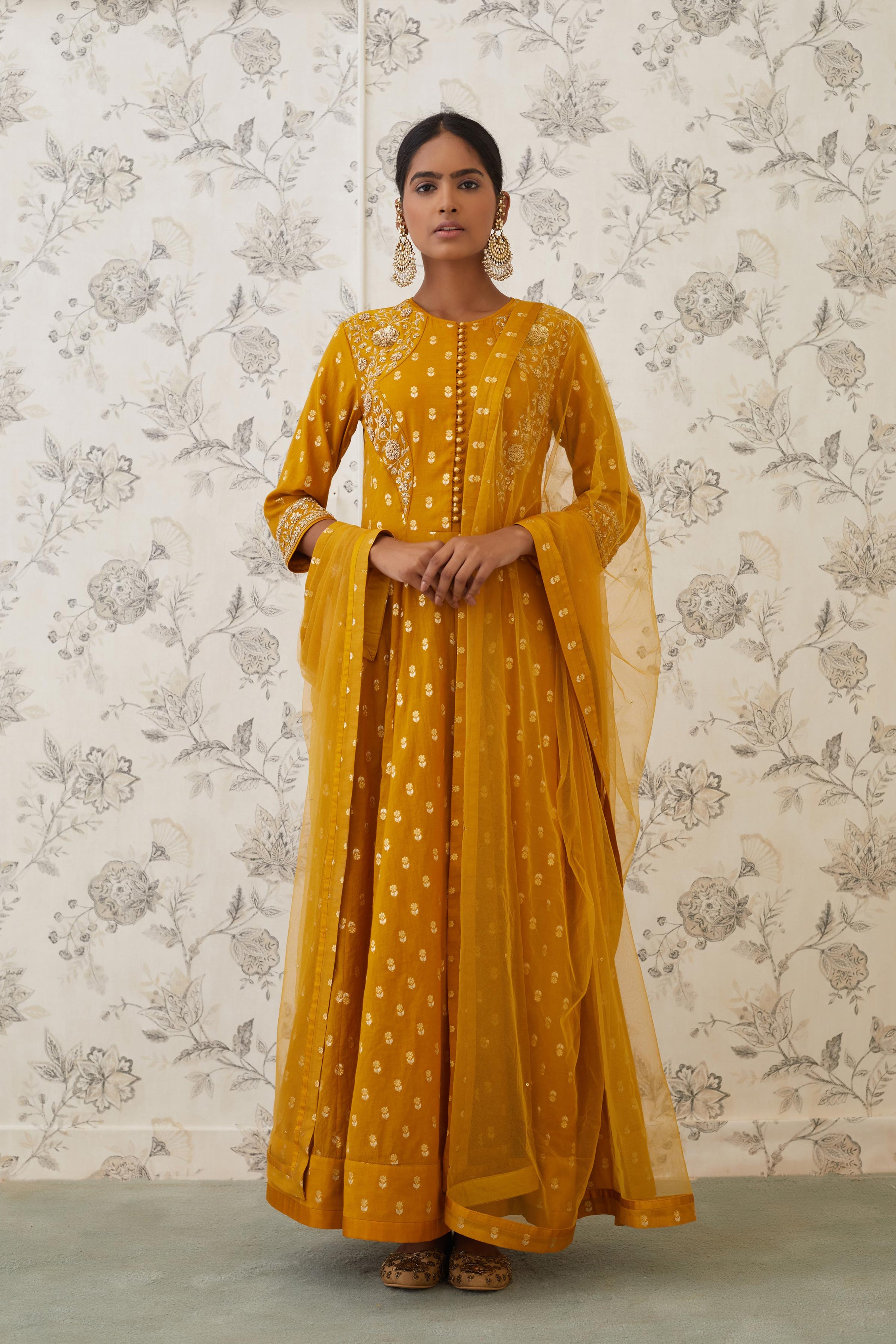Mustard Anarkali Set