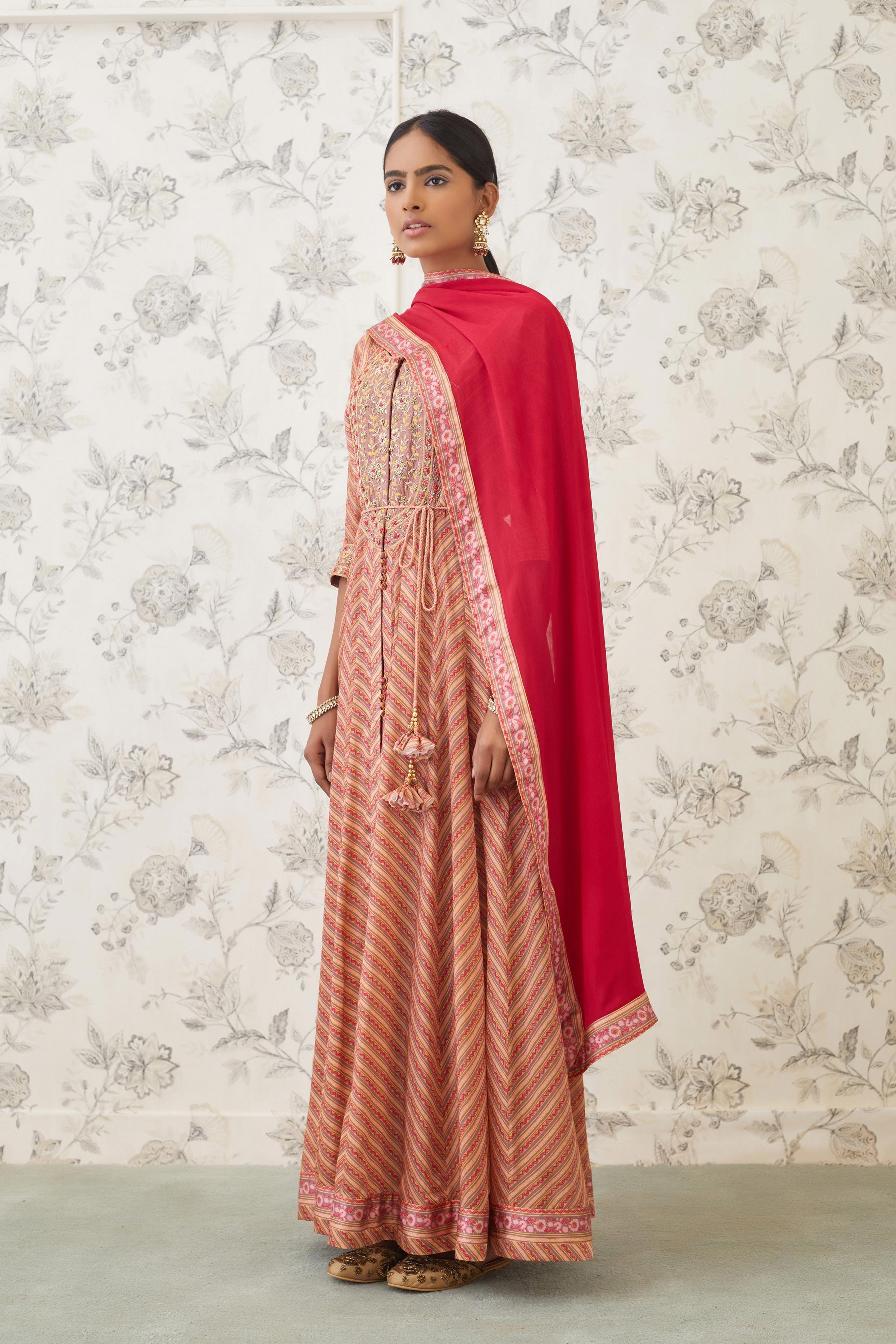 Rust Orange Red Anarkali Set