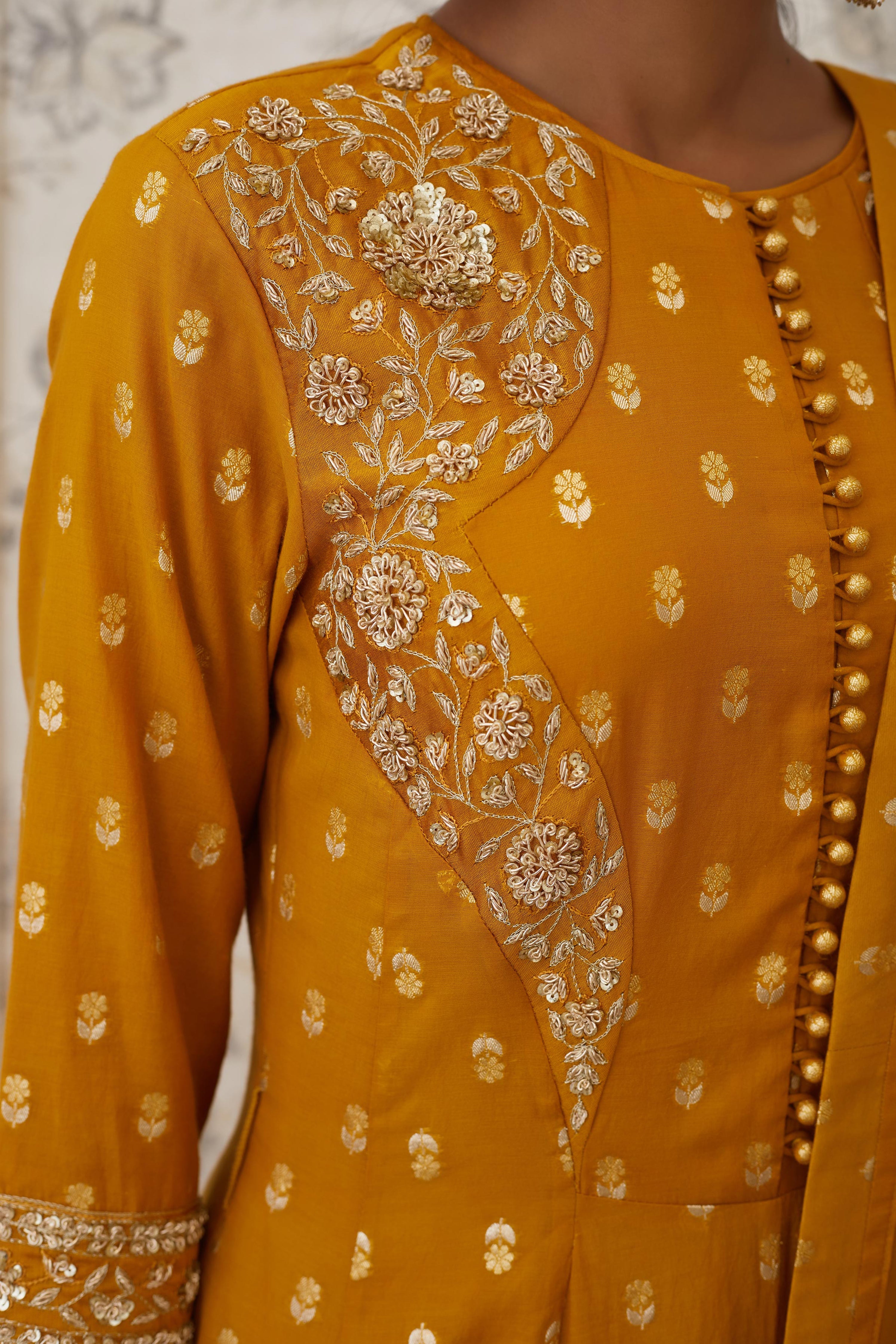 Mustard Anarkali Set