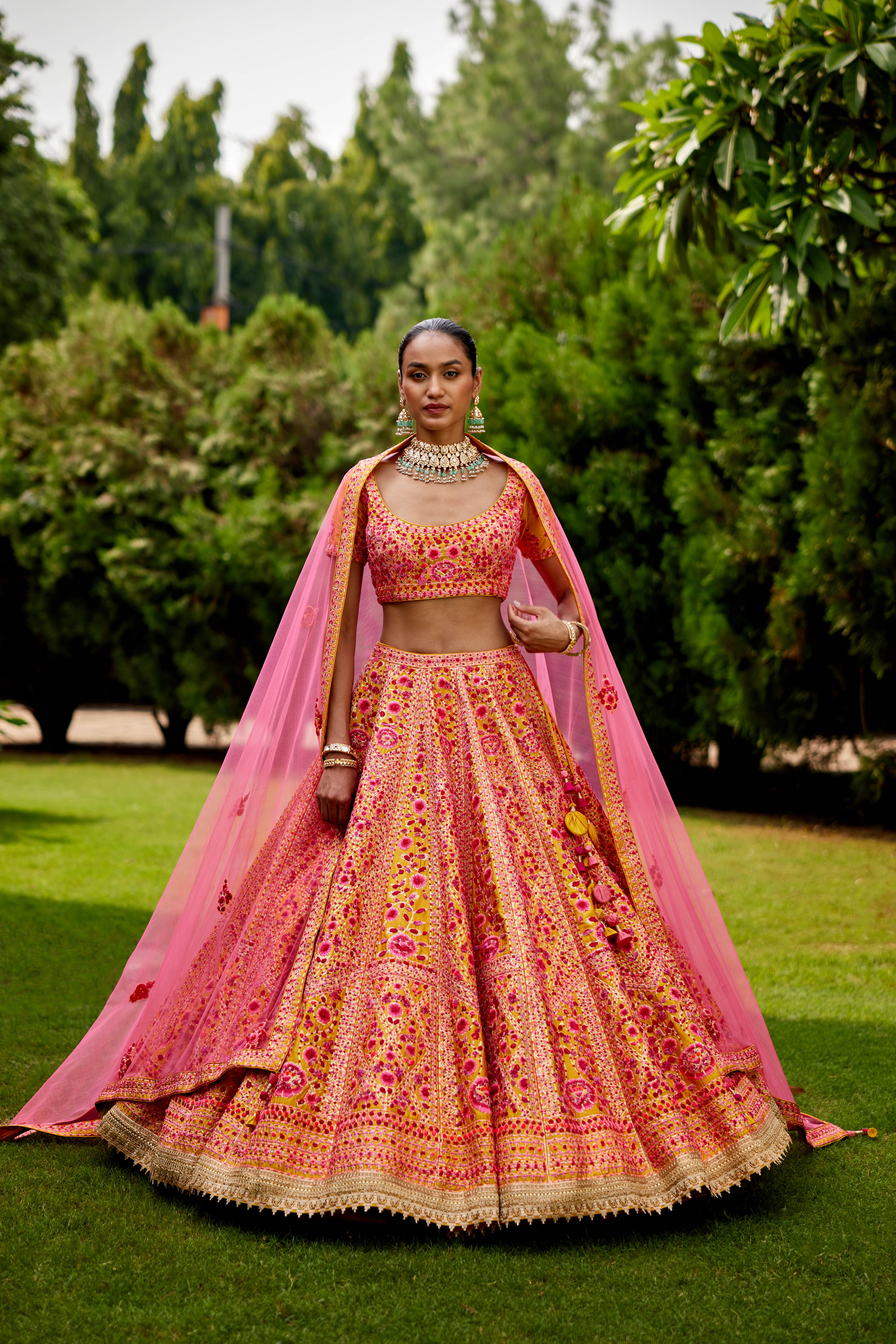 Pink-Yellow Lehenga Set