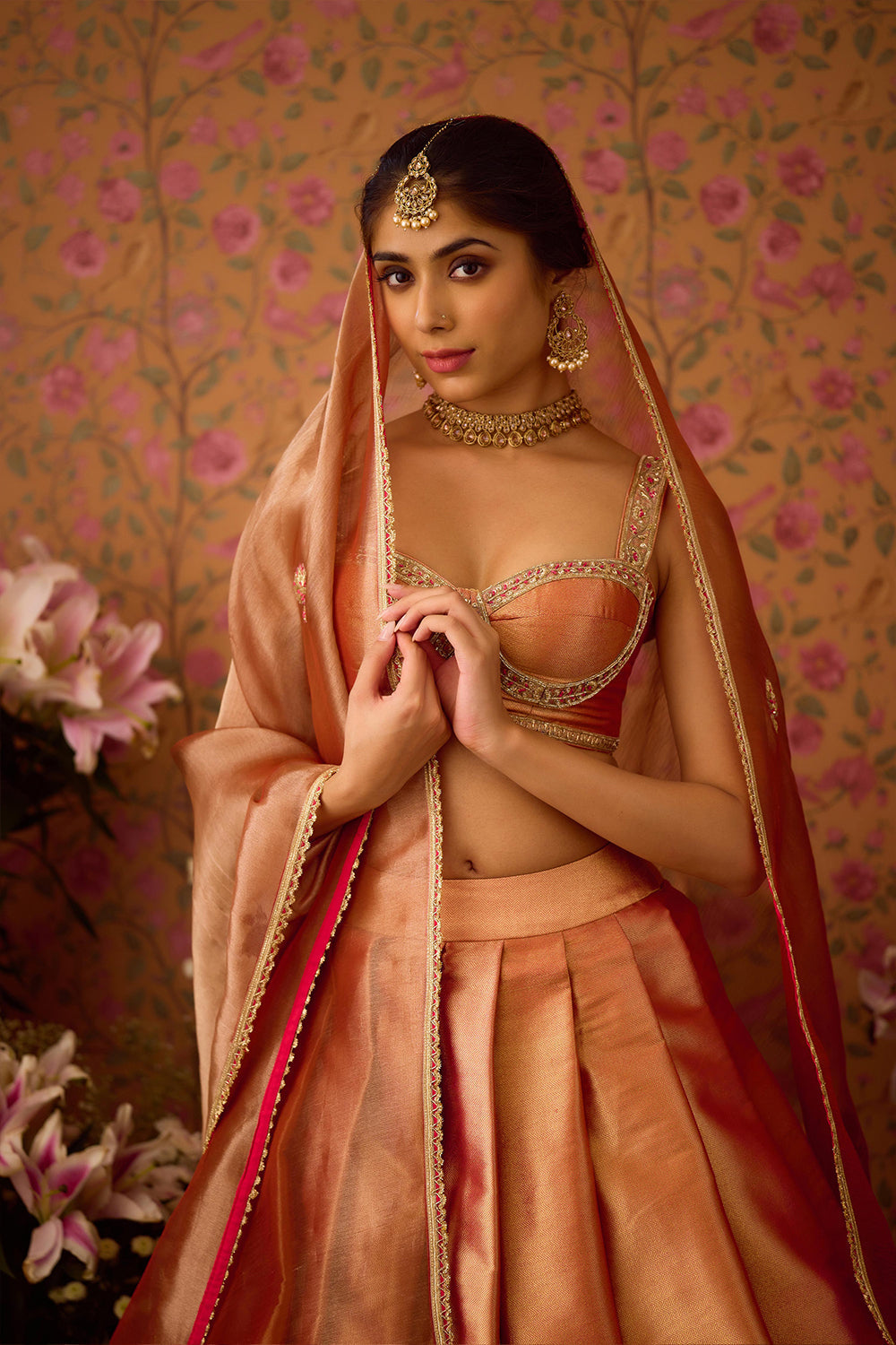 Gold Pink Lehenga Set