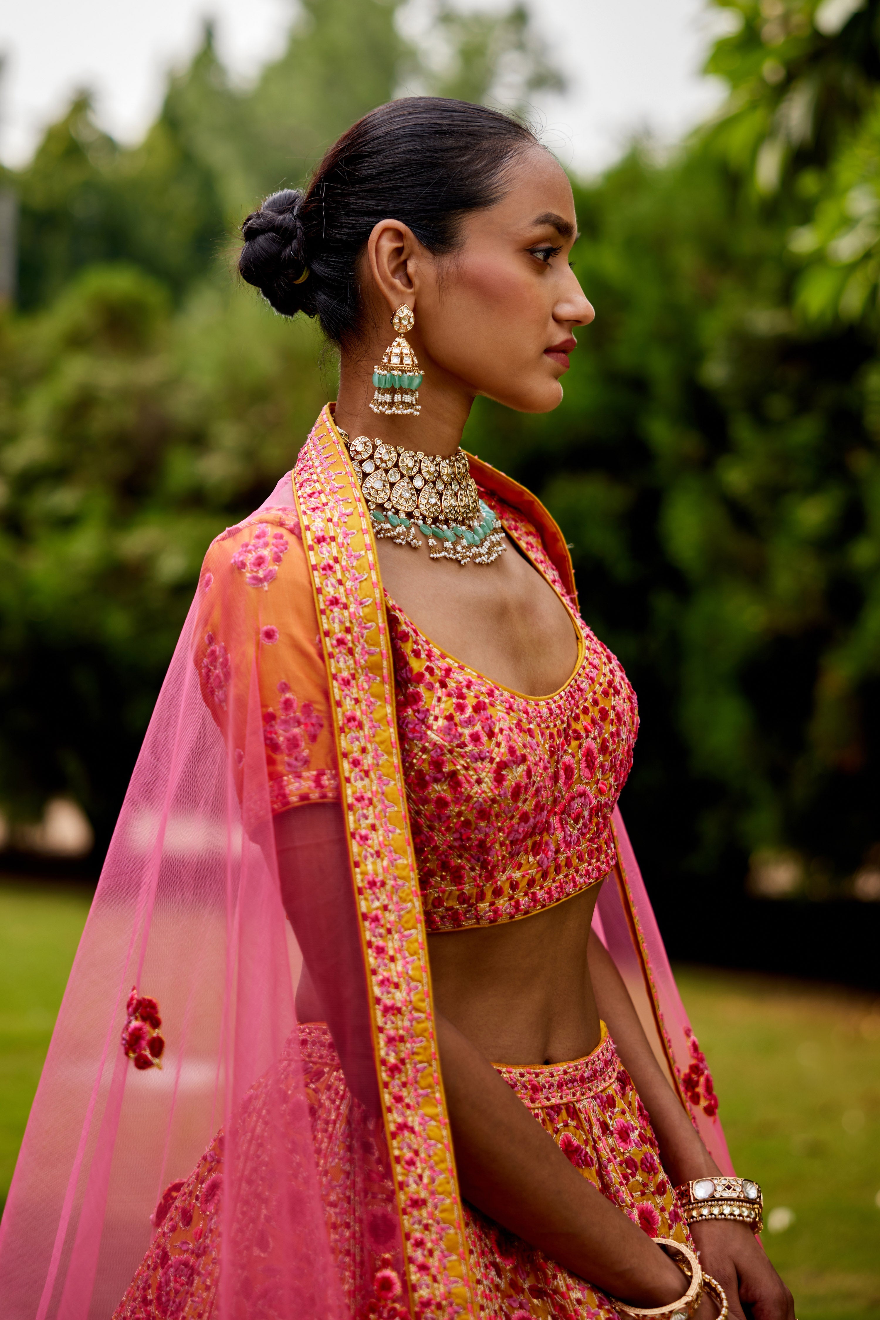 Pink-Yellow Lehenga Set