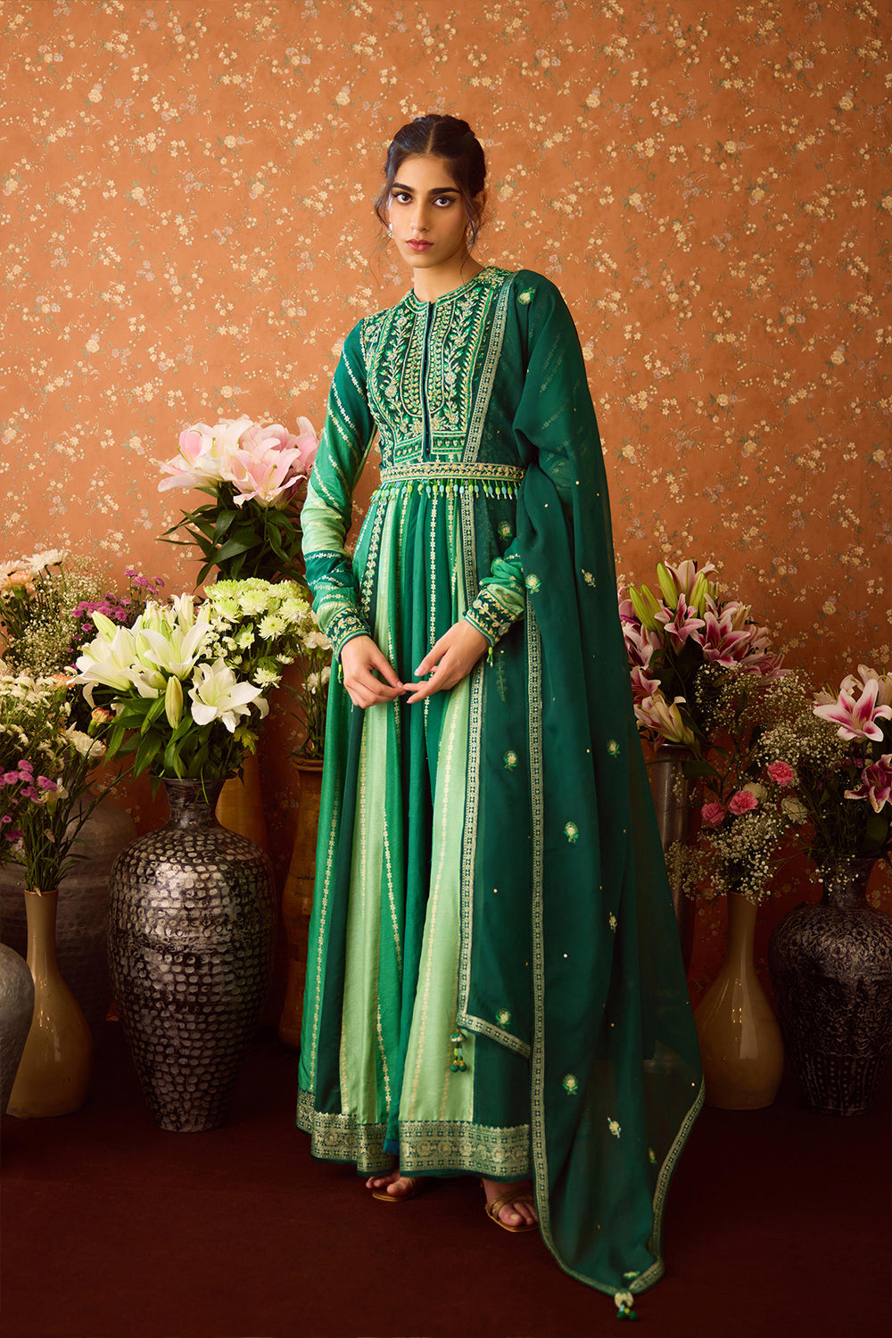 Alpine Green Anarkali Set