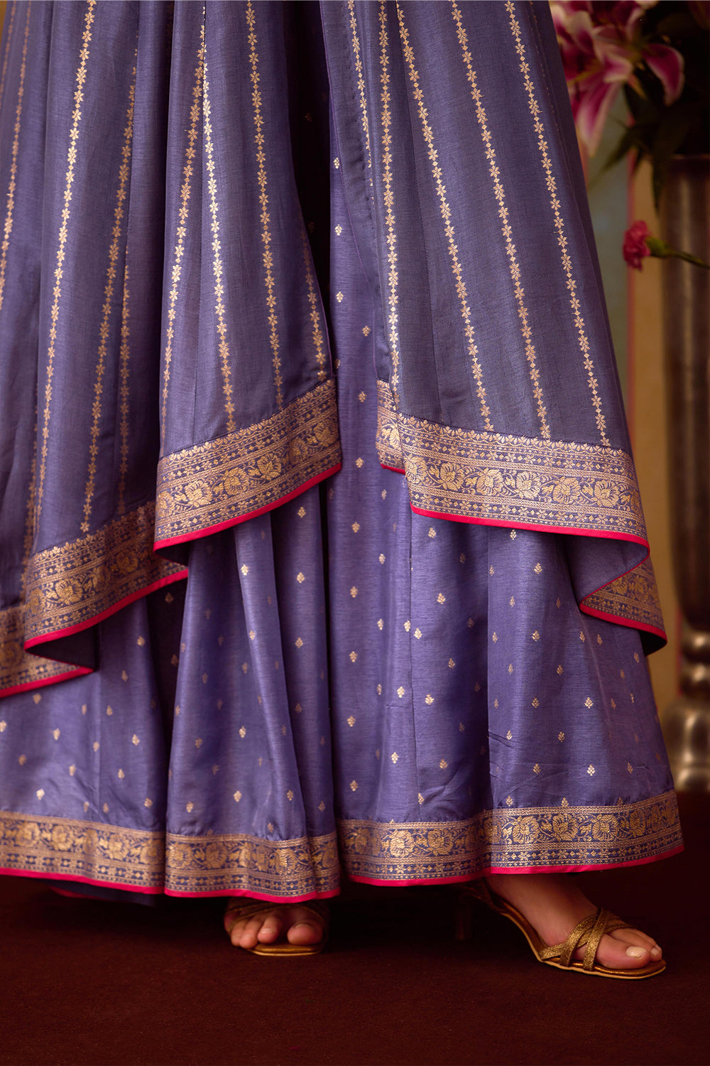 Ave Chicago x Shyam Narayan Prasad Peri Purple Anarkali Sharara Set