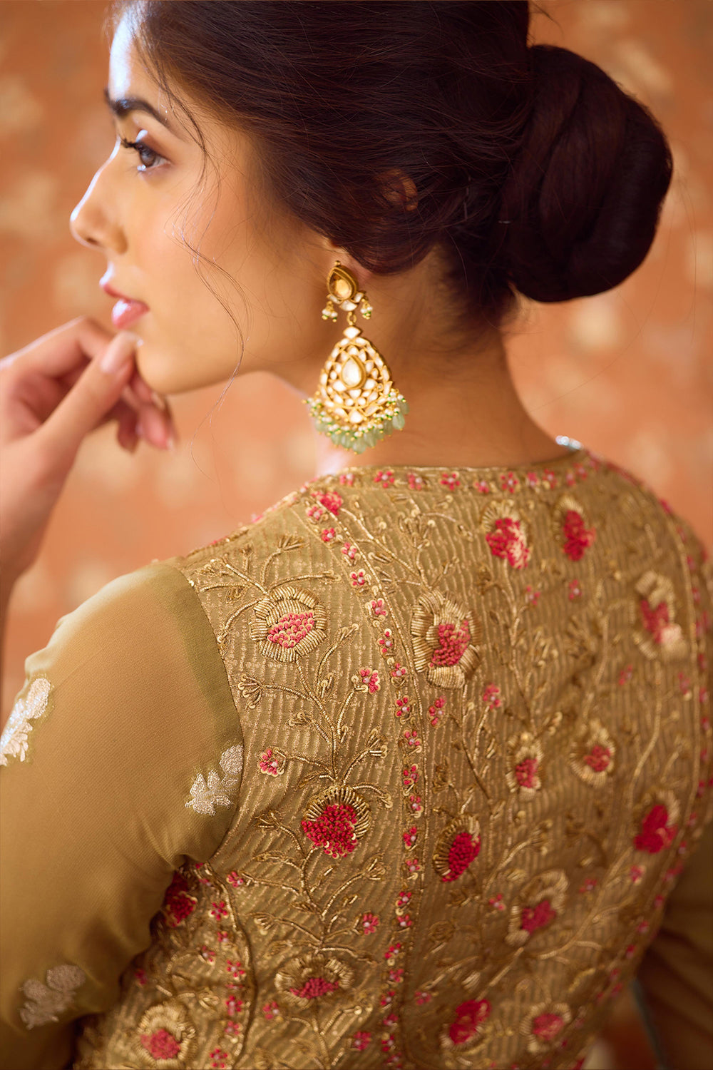 Grey Green Anarkali Set