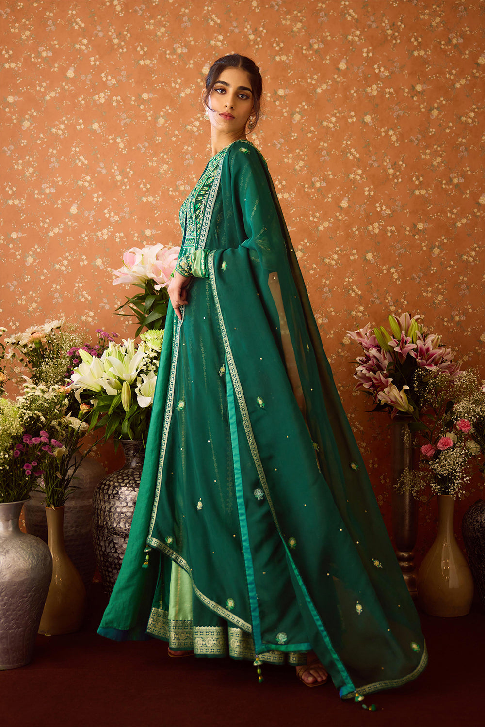 Alpine Green Anarkali Set
