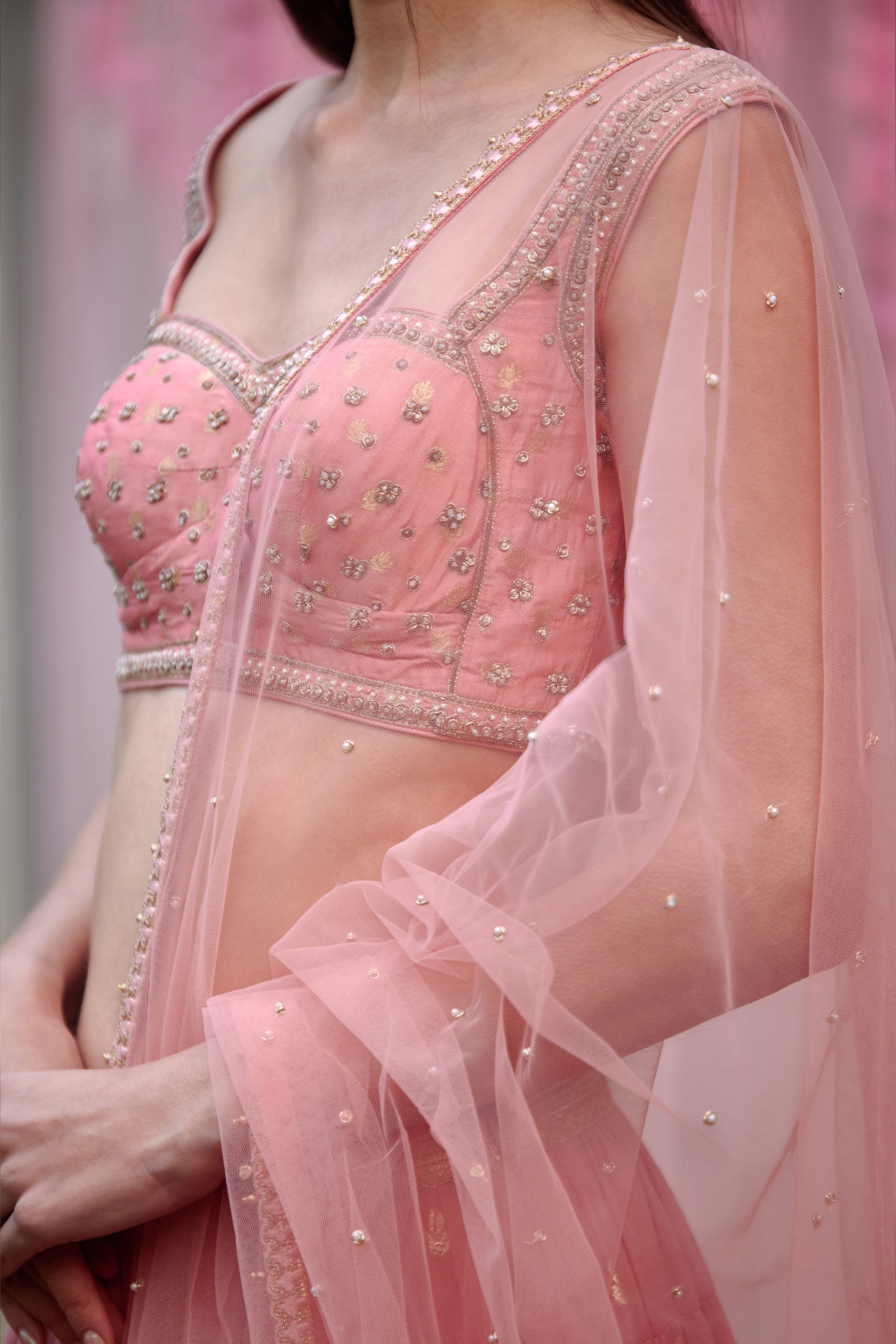 Coral Pink Lehenga Set