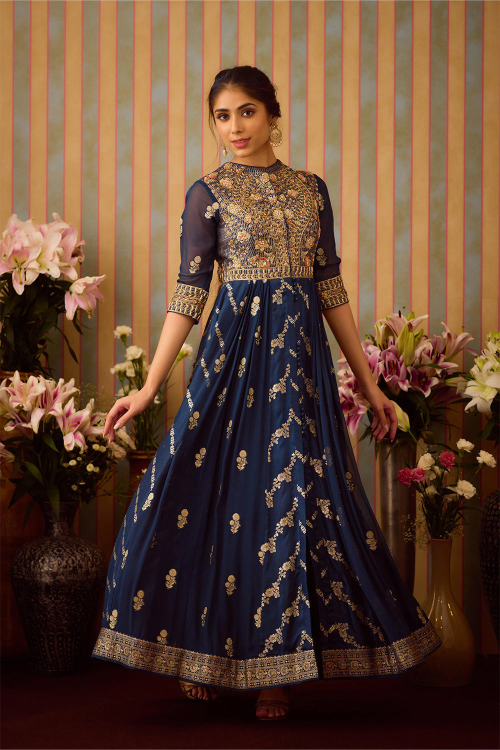 Midnight Blue Anarkali Set