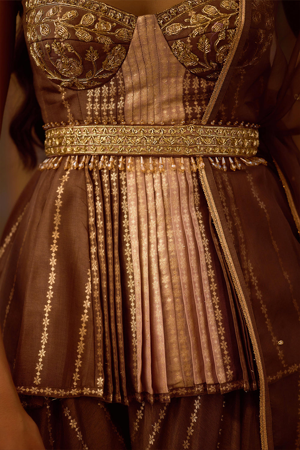 Cocoa Brown Top & Dhoti Set