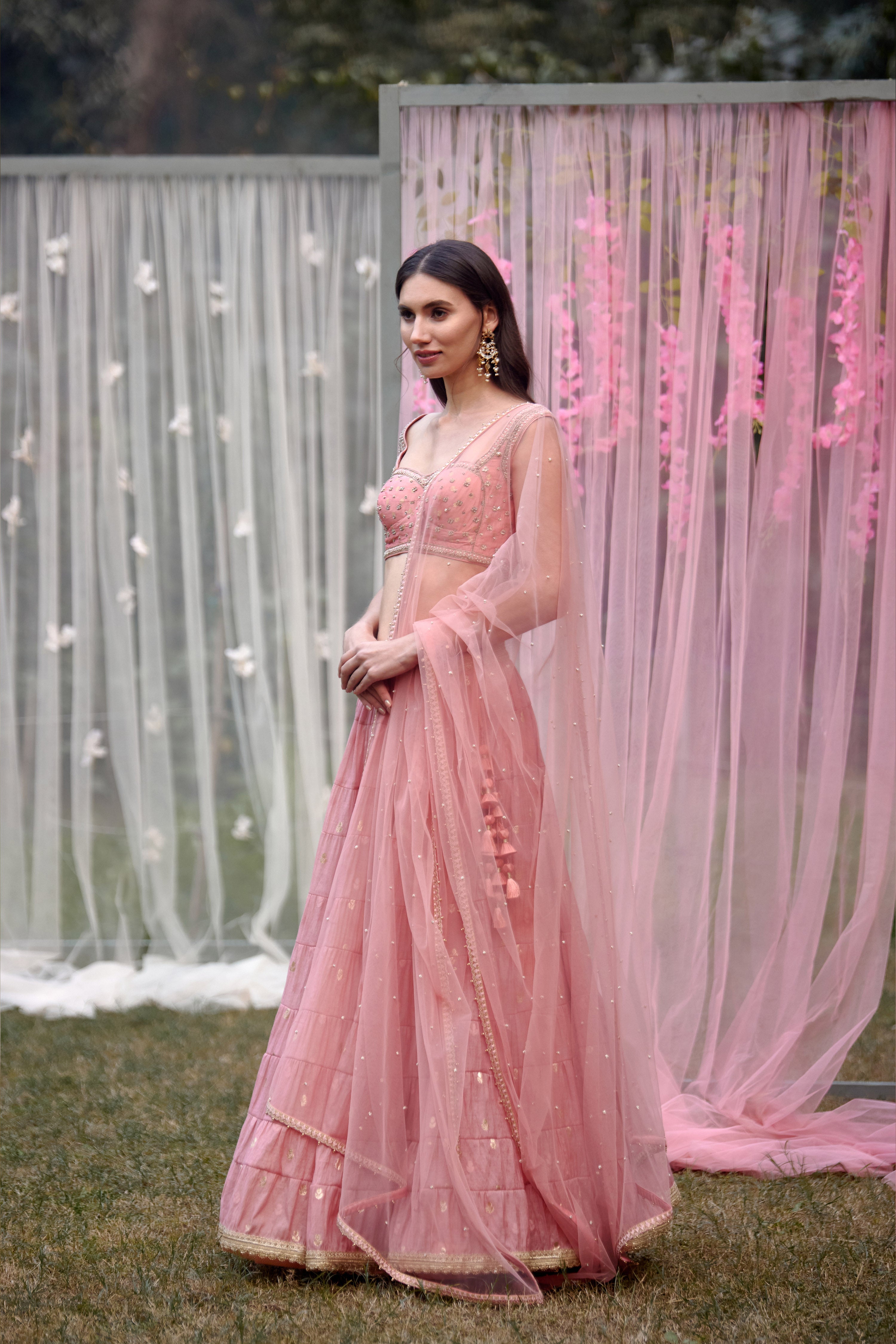 Coral Pink Lehenga Set