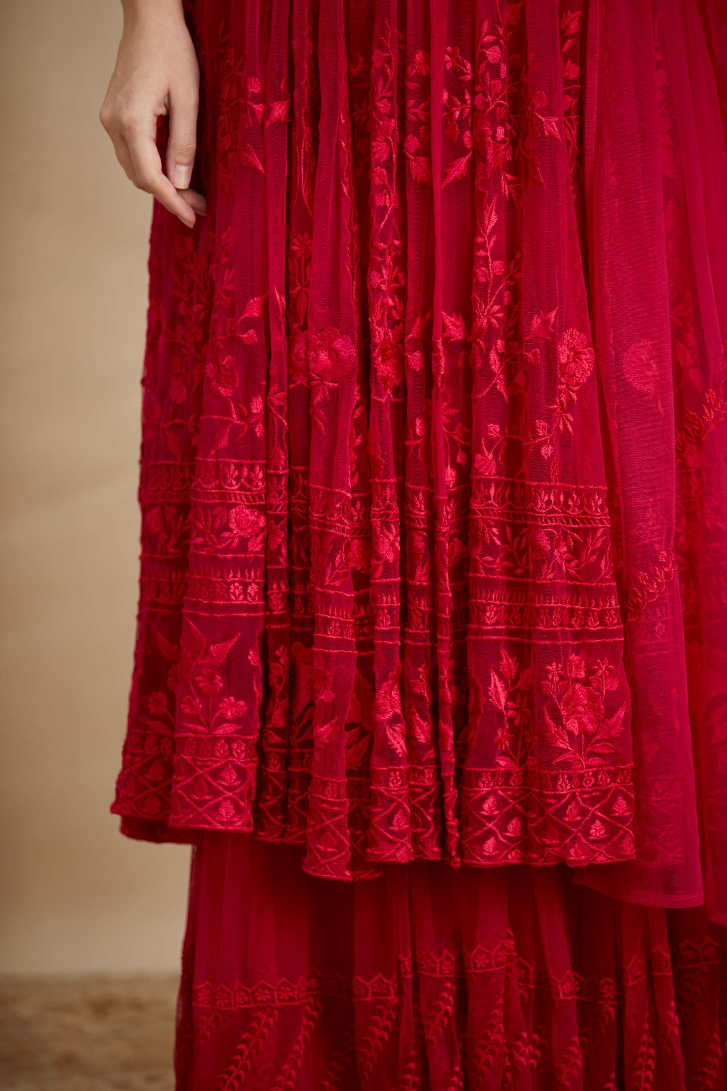 Hot Pink Thread Work Sharara Set