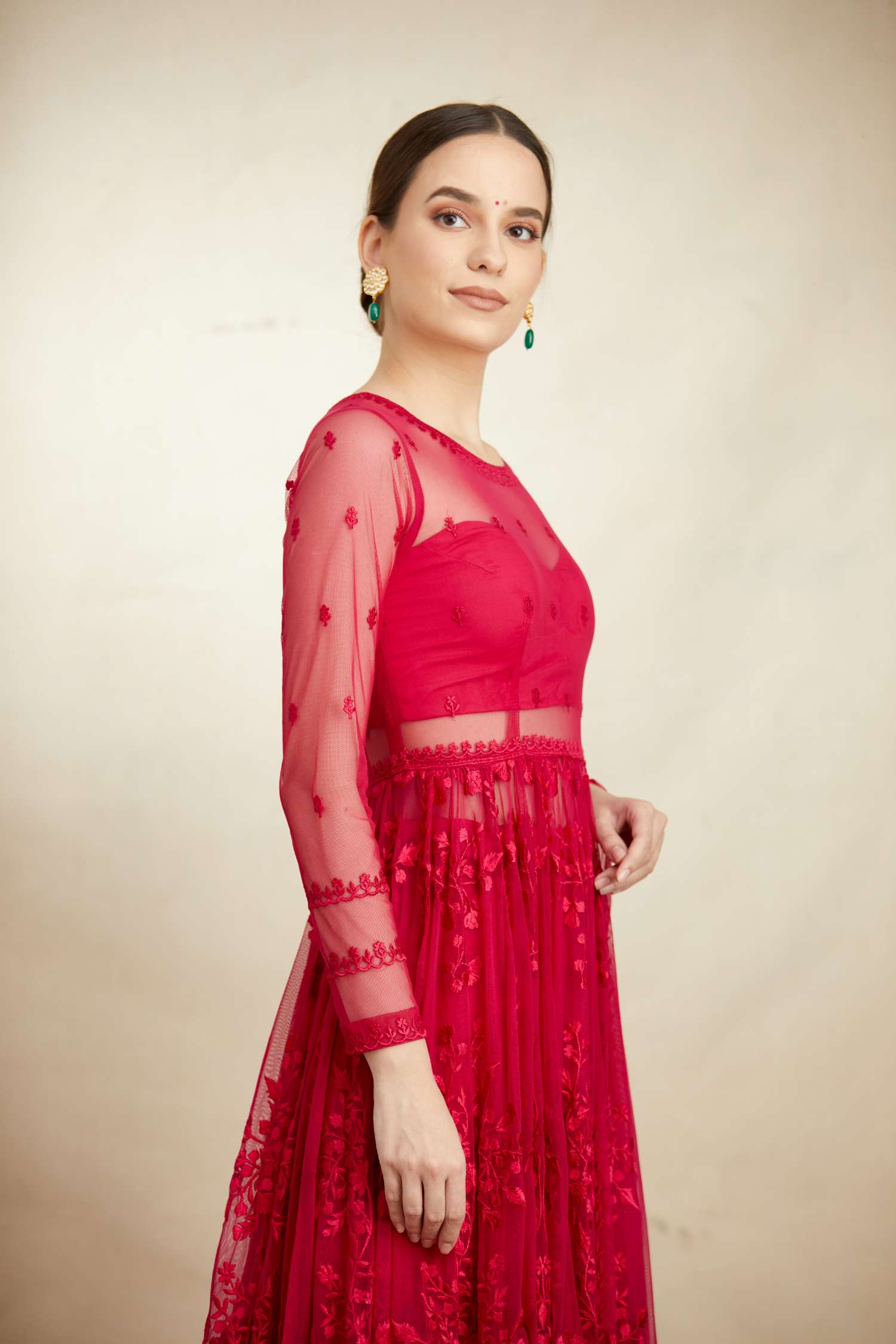 Hot Pink Thread Work Sharara Set