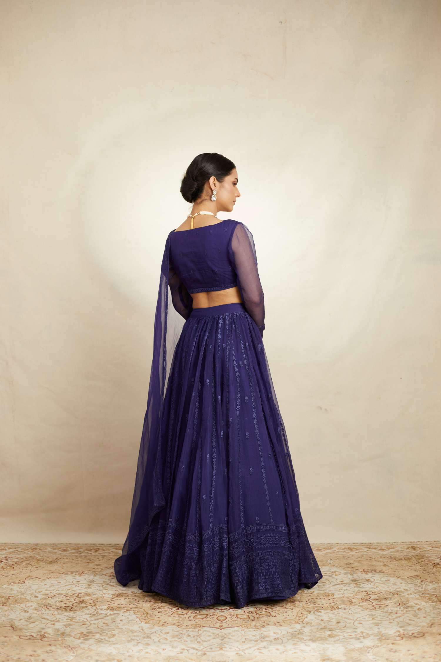 Purple Line Thread Work Lehenga Set