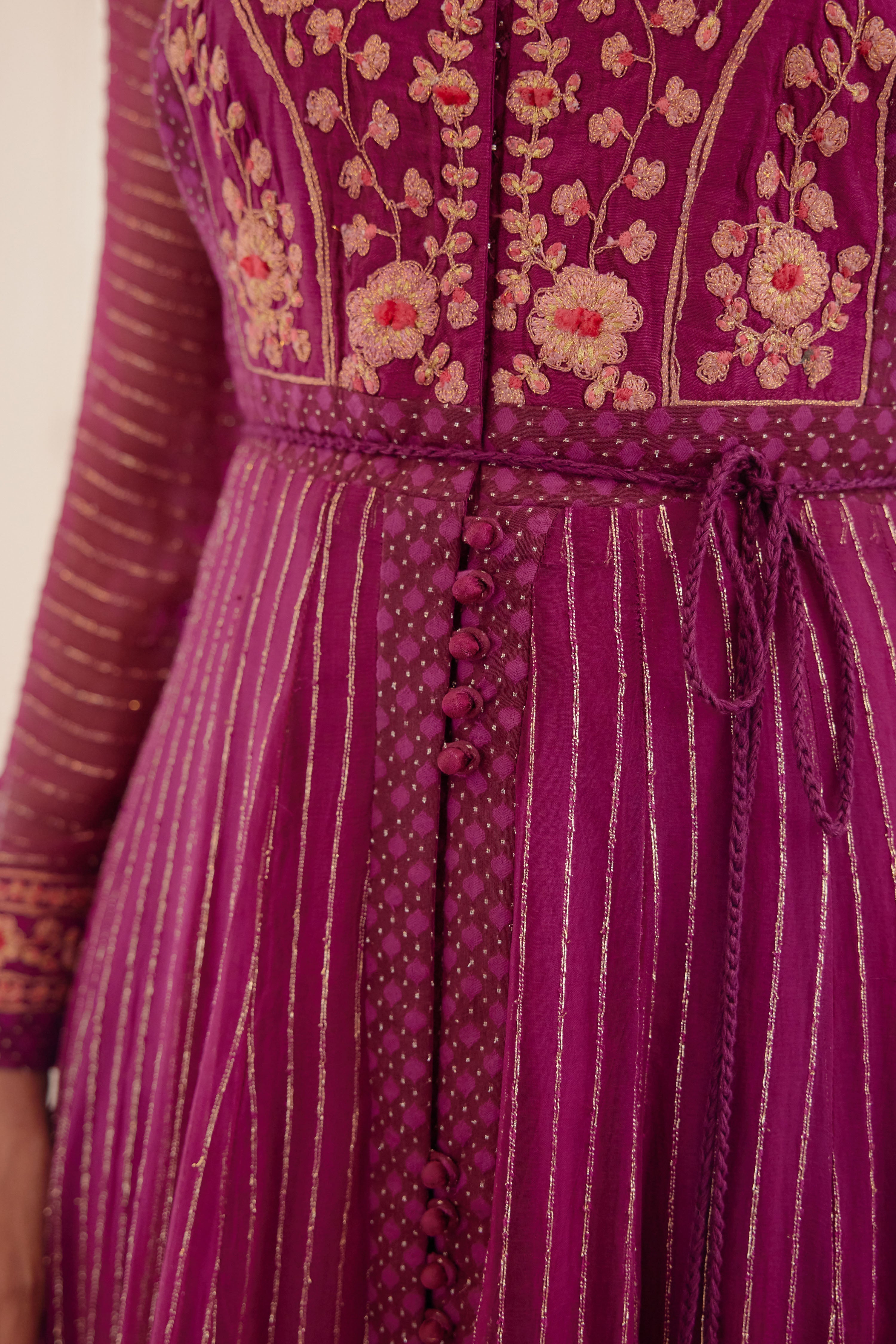 Wine Anarkali Set