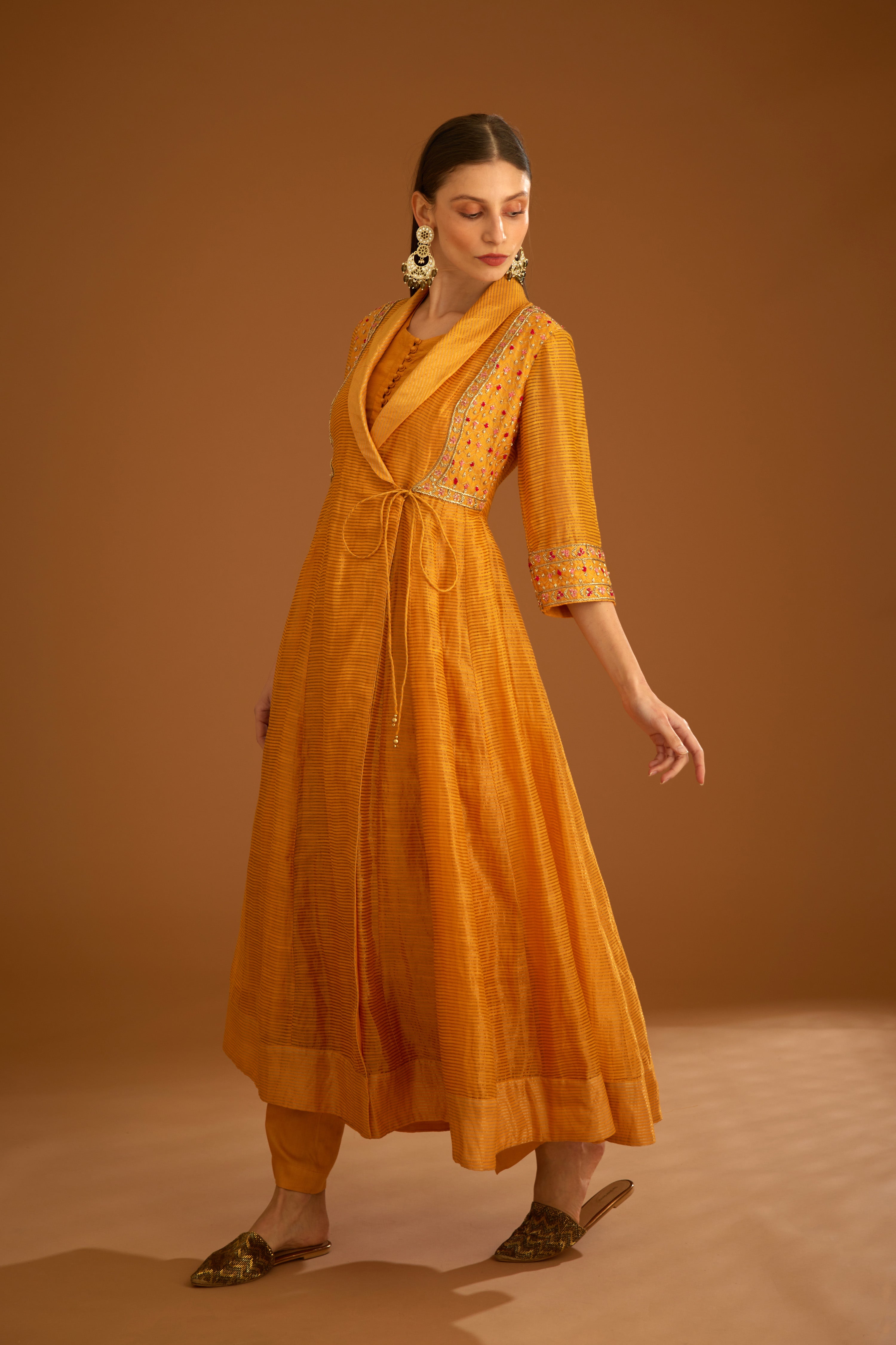 Mango Yellow Angrakha Set