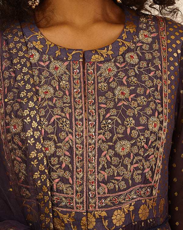 Purple Anarkali Set