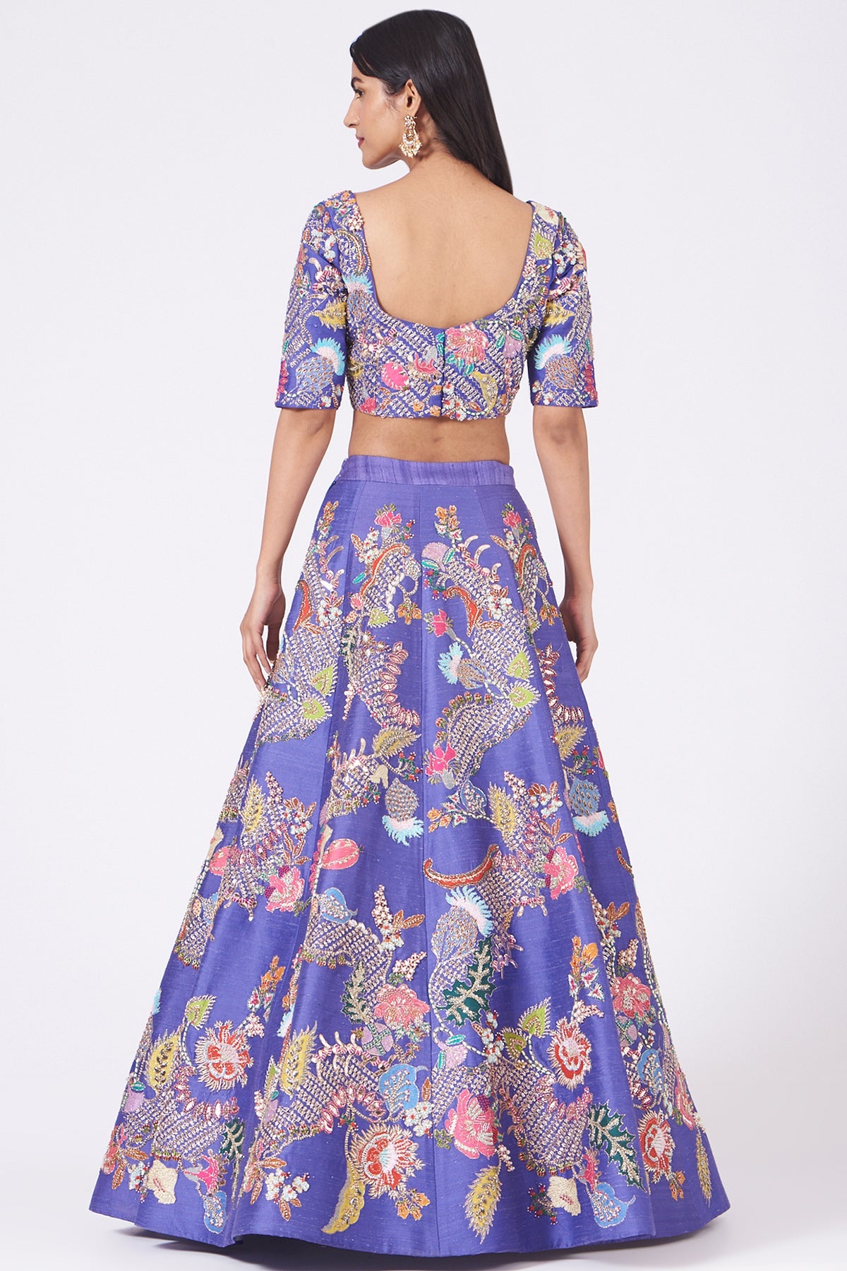 Samaira - Violet Raw Silk Lehenga Set