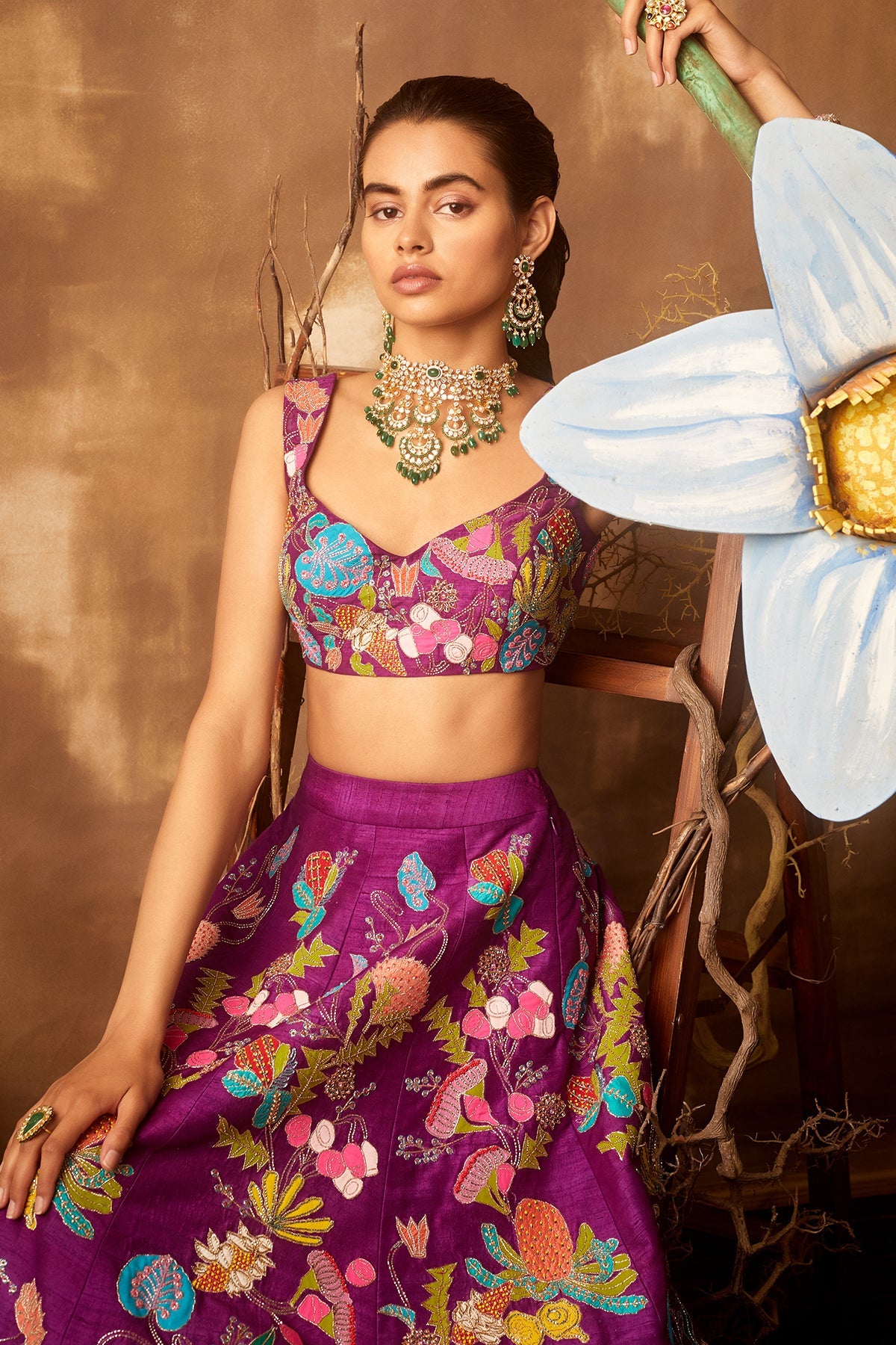 Iris - Purple Raw Silk Lehenga Set