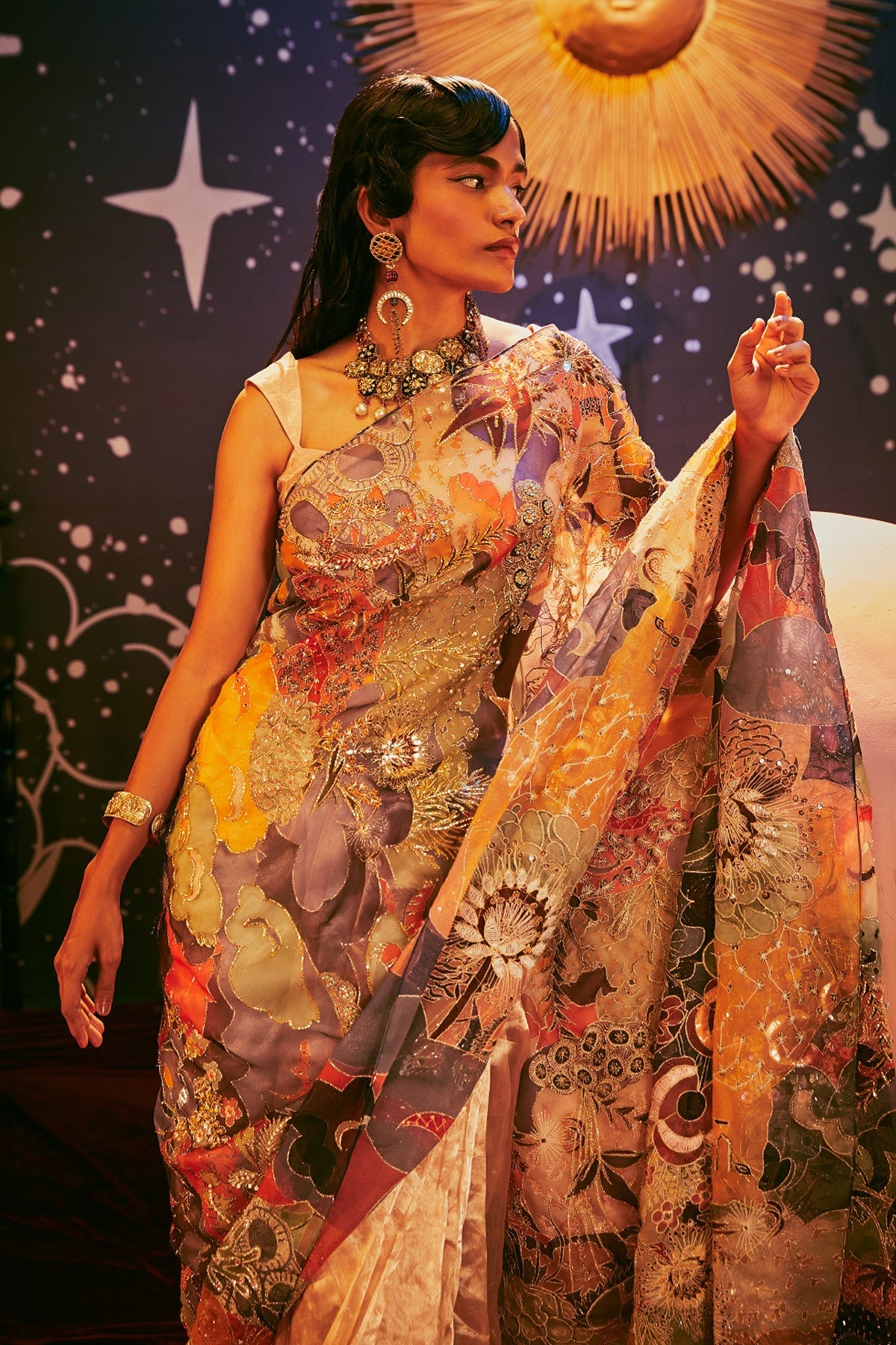 Blossom - Peach Tissue Saree Set