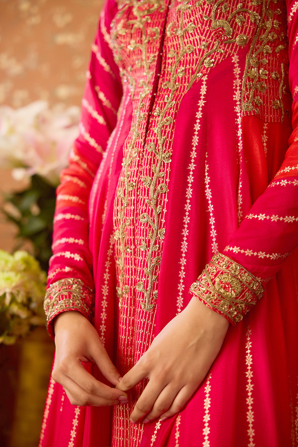Mandarin Maroon Anarkali Set
