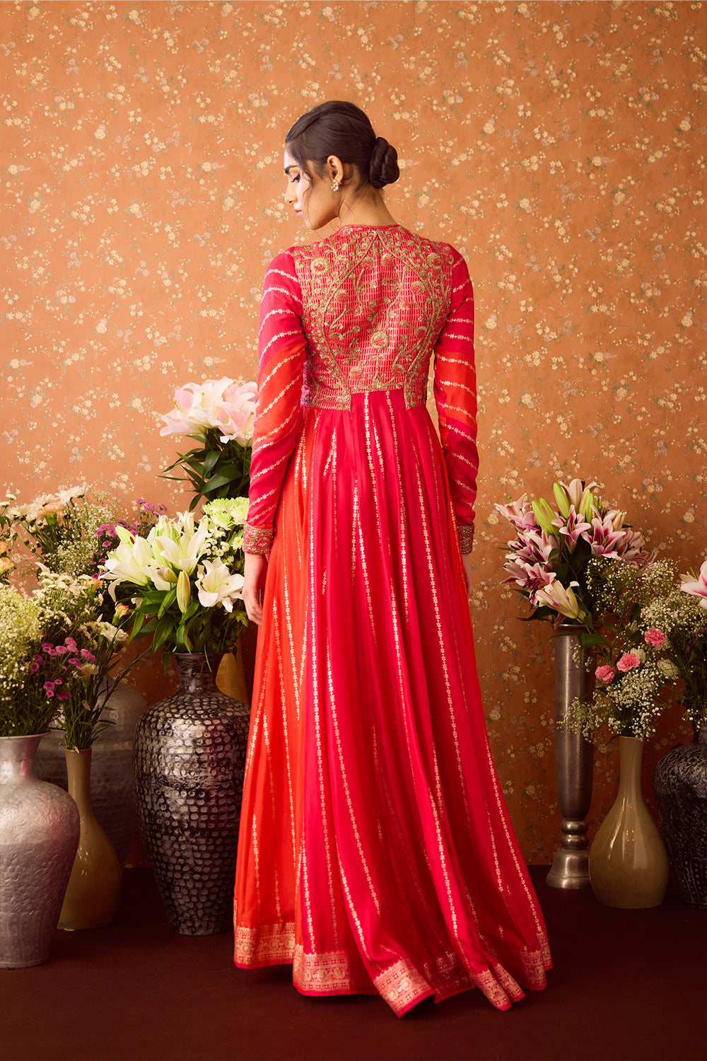 Mandarin Maroon Anarkali Set