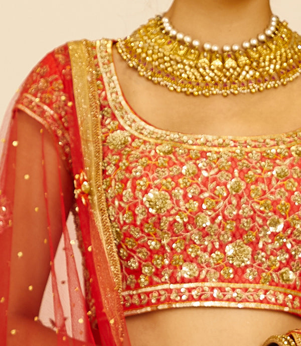 Orange Red Lehenga Set