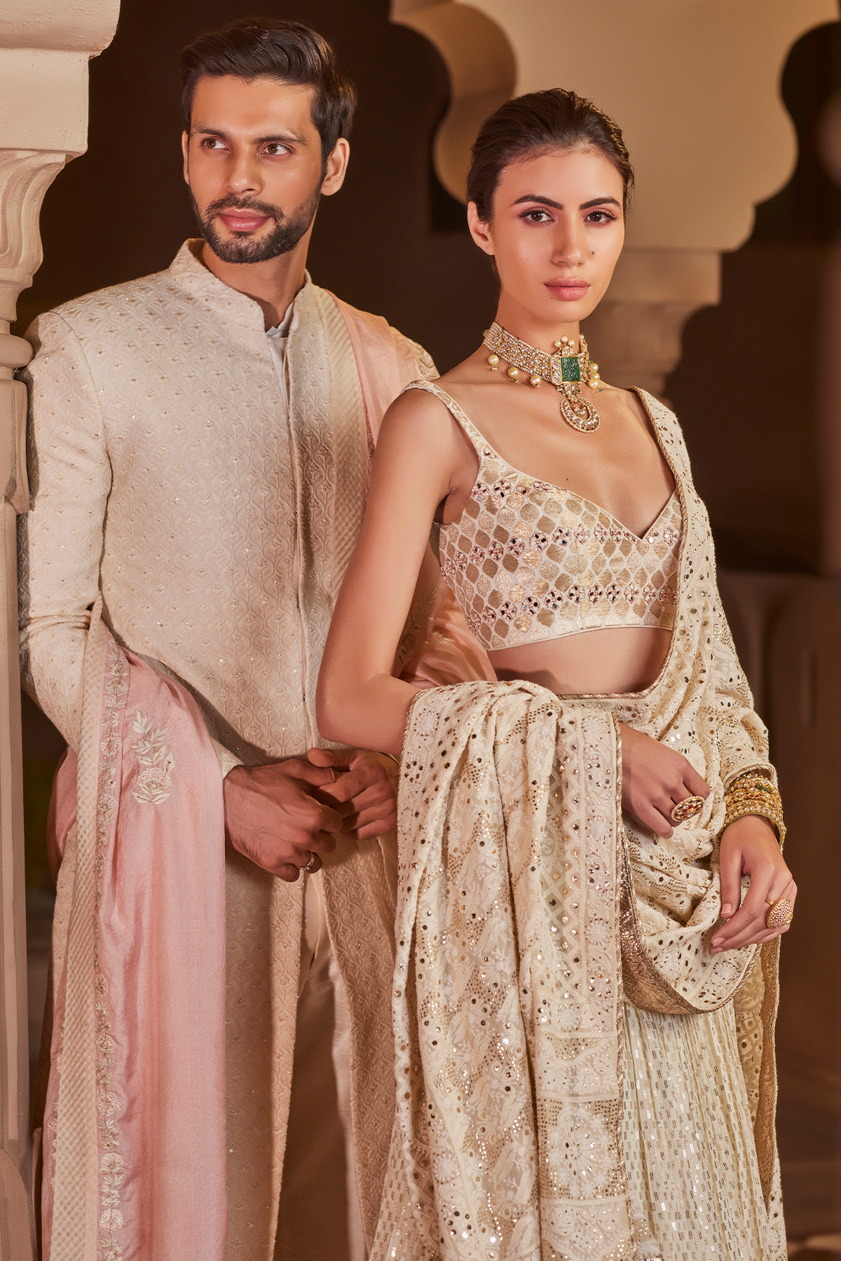 Ivory Chikankari Sherwani