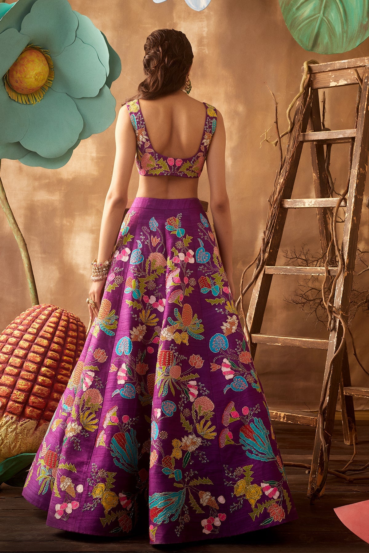 Iris - Purple Raw Silk Lehenga Set