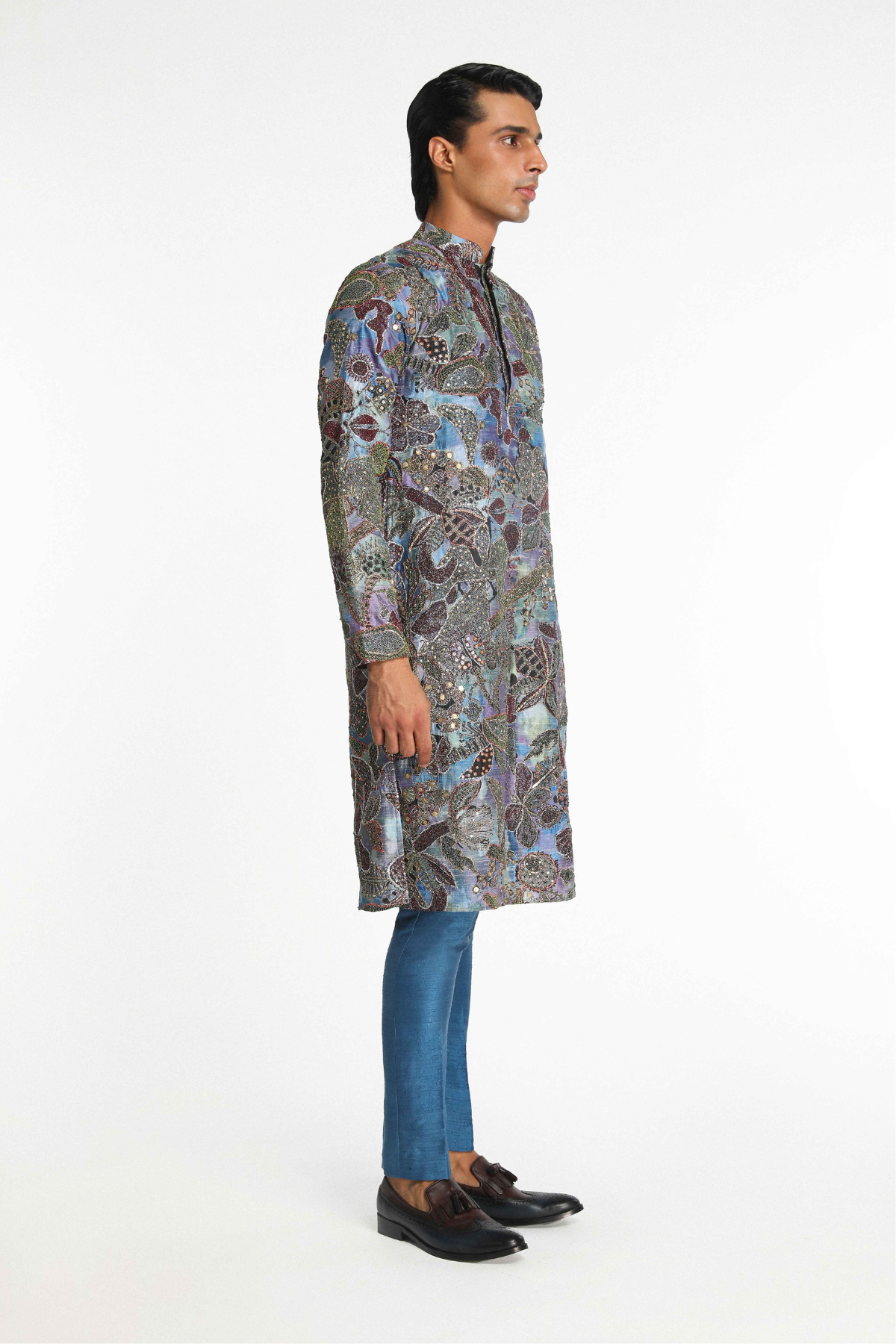 Vortex - Sapphire Blue Raw Silk Kurta Set