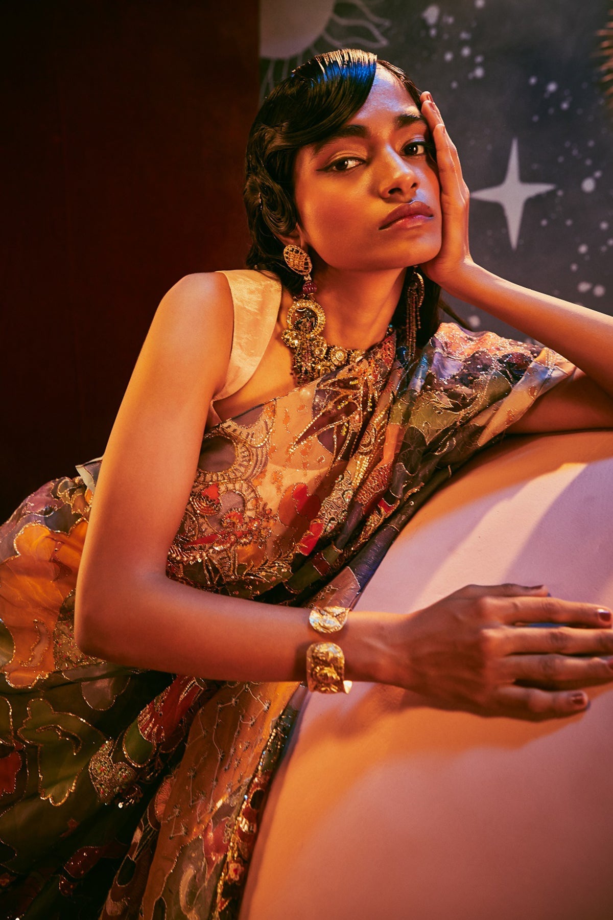 Blossom - Peach Tissue Saree Set