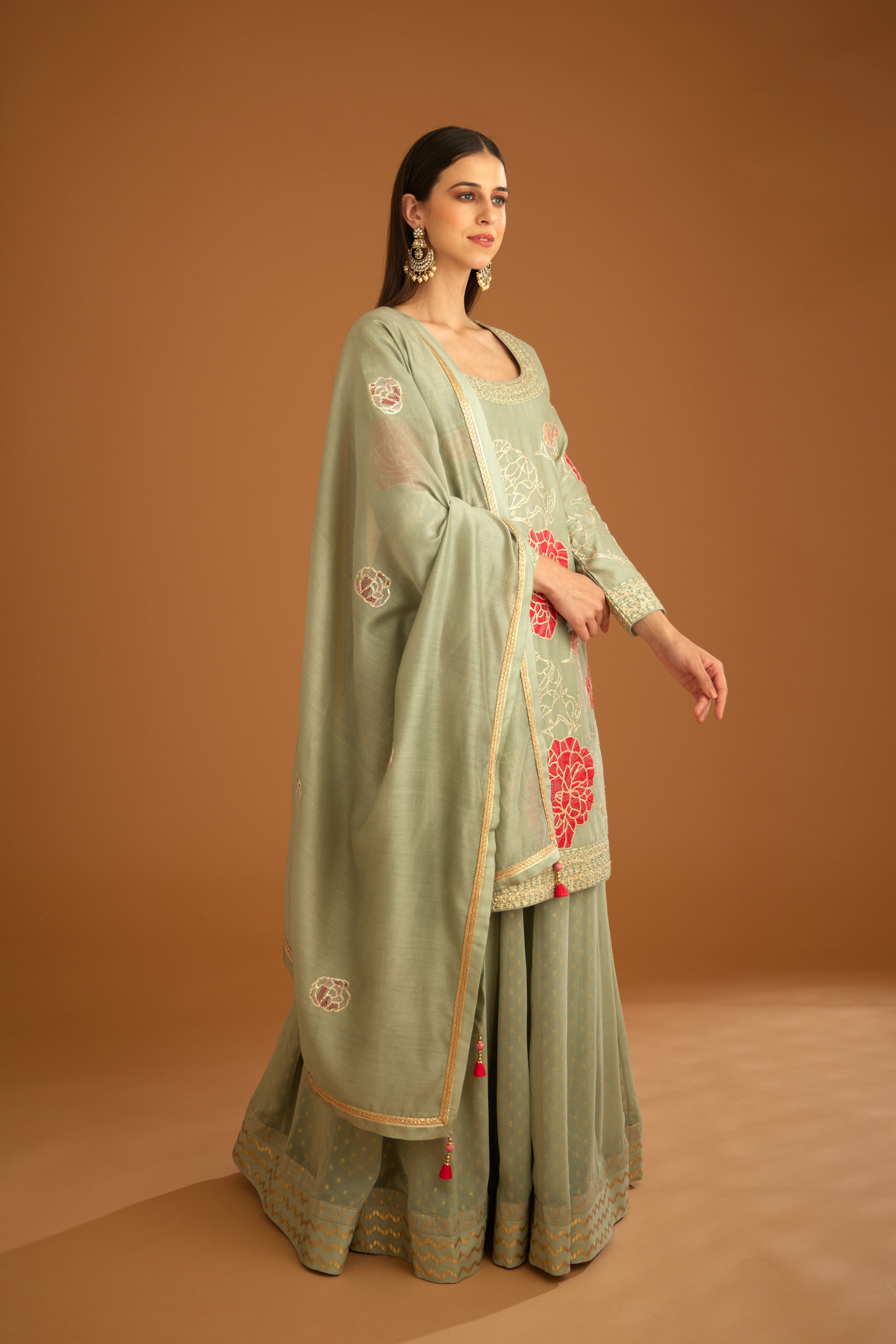 Smokey Blue Sharara Set