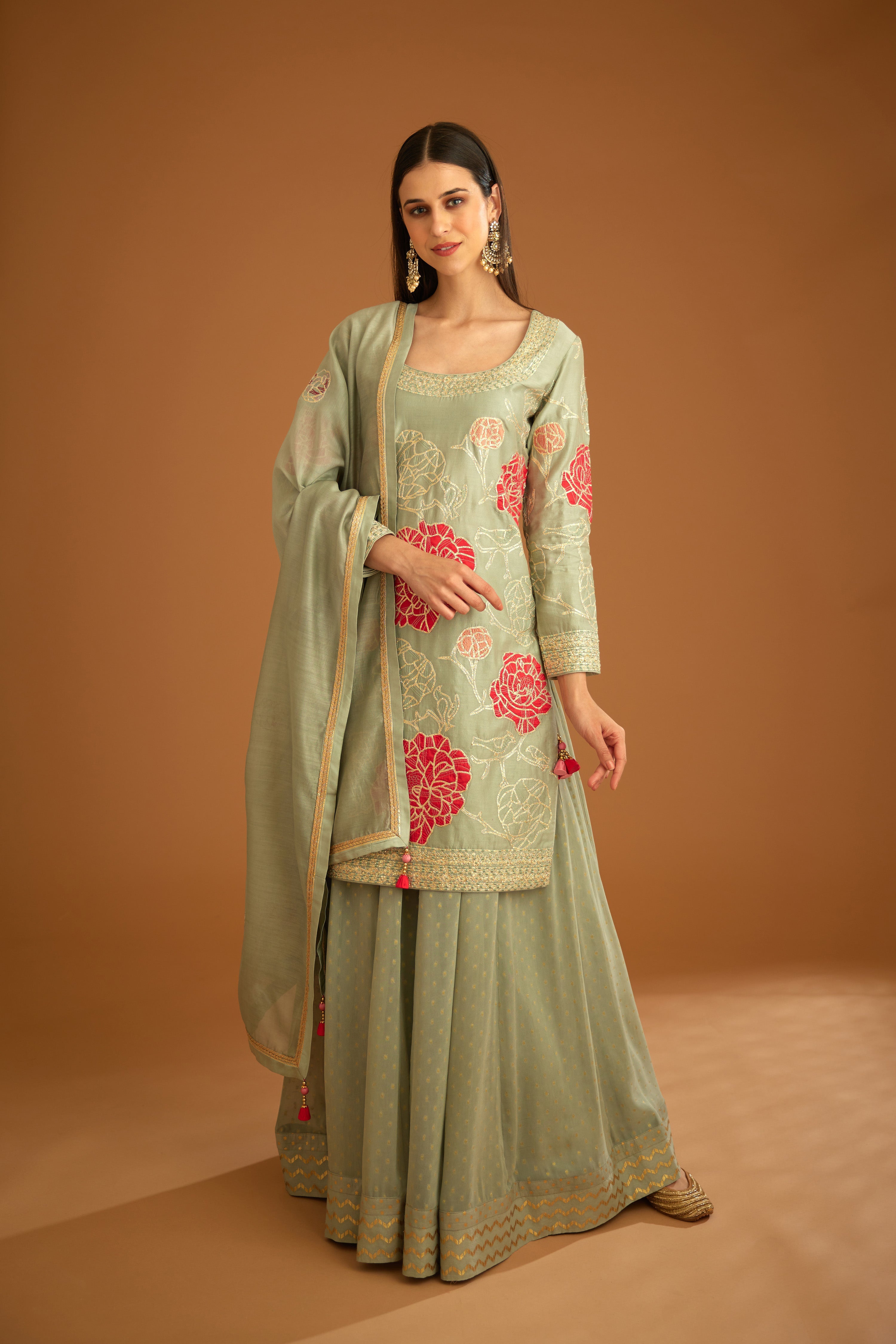Smokey Blue Sharara Set