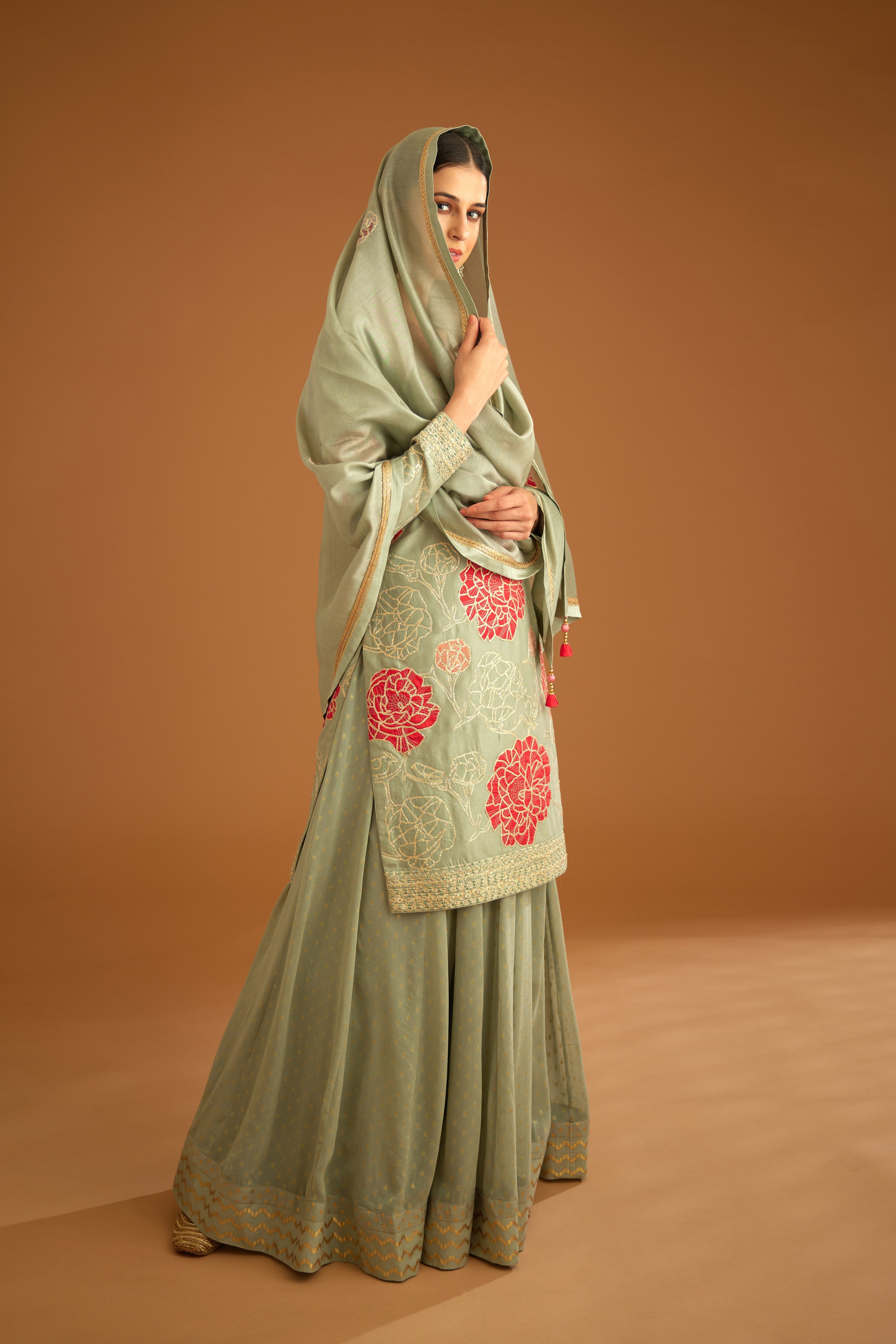 Smokey Blue Sharara Set