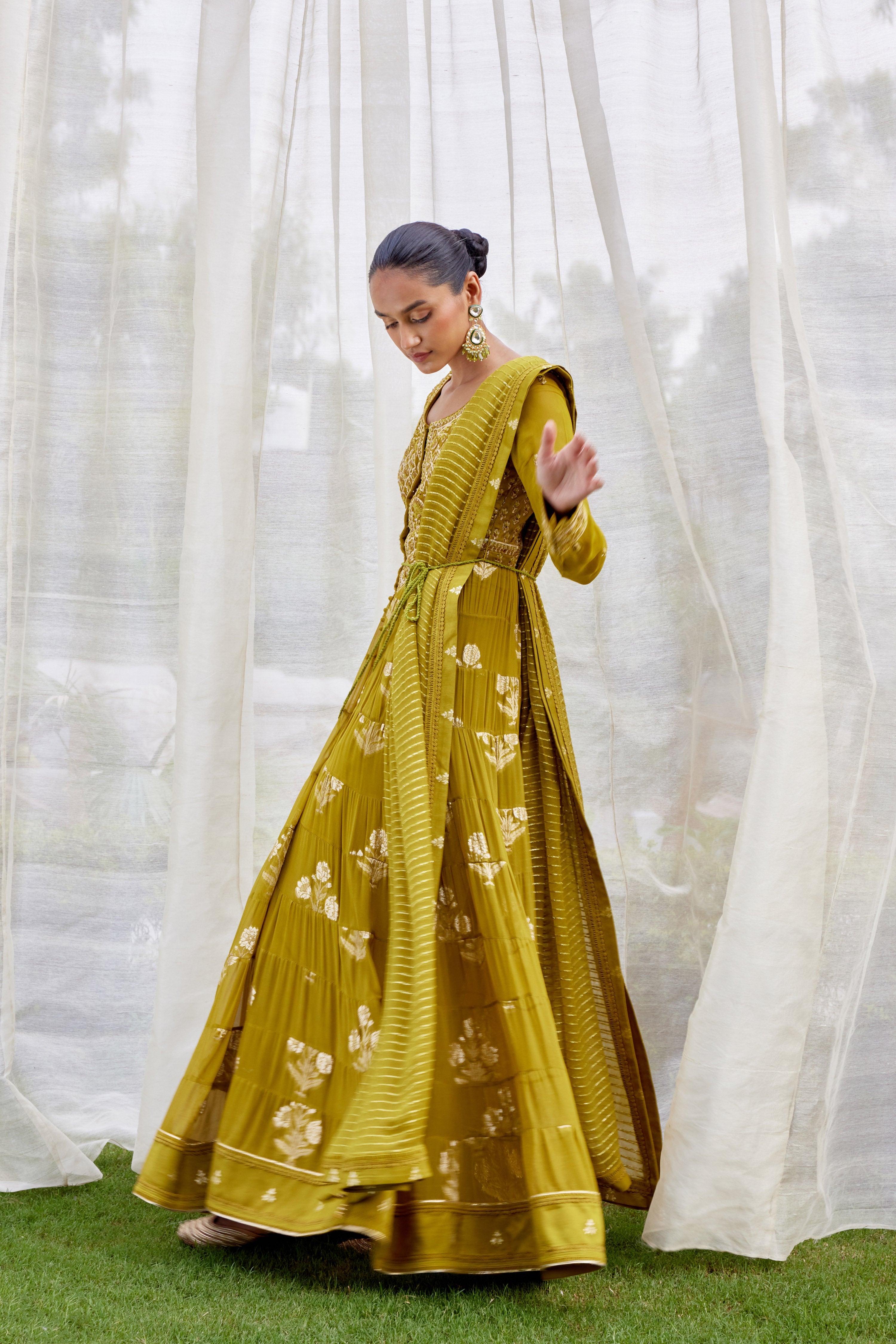 Mehendi Green Anarkali Set