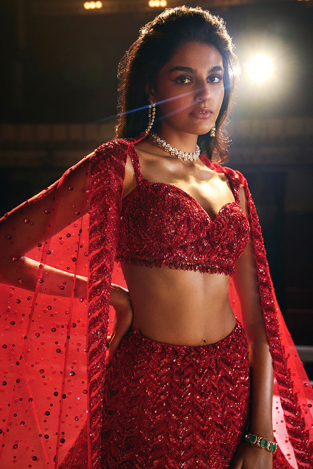 Red Leaf Lehenga Set