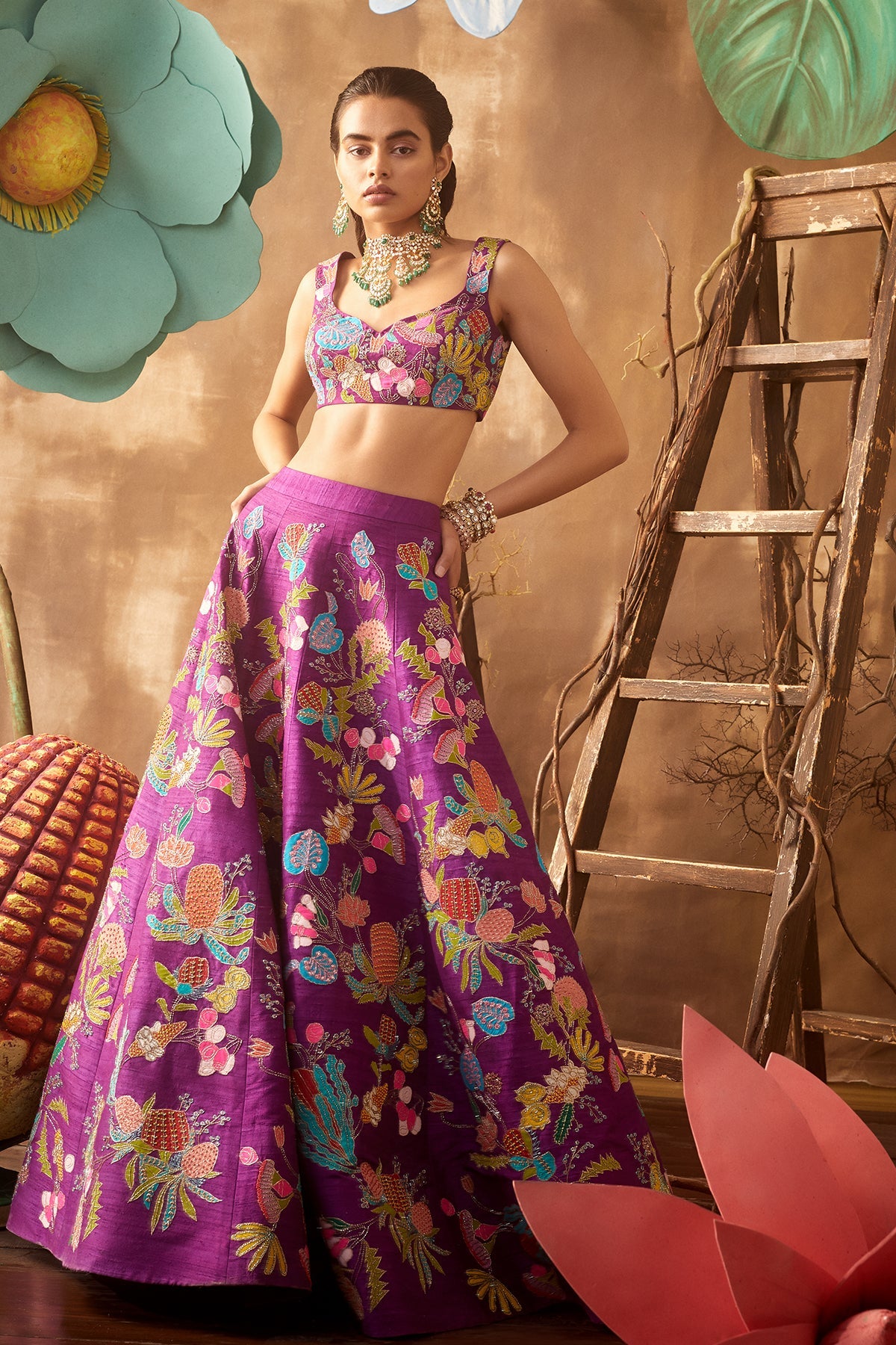 Iris - Purple Raw Silk Lehenga Set