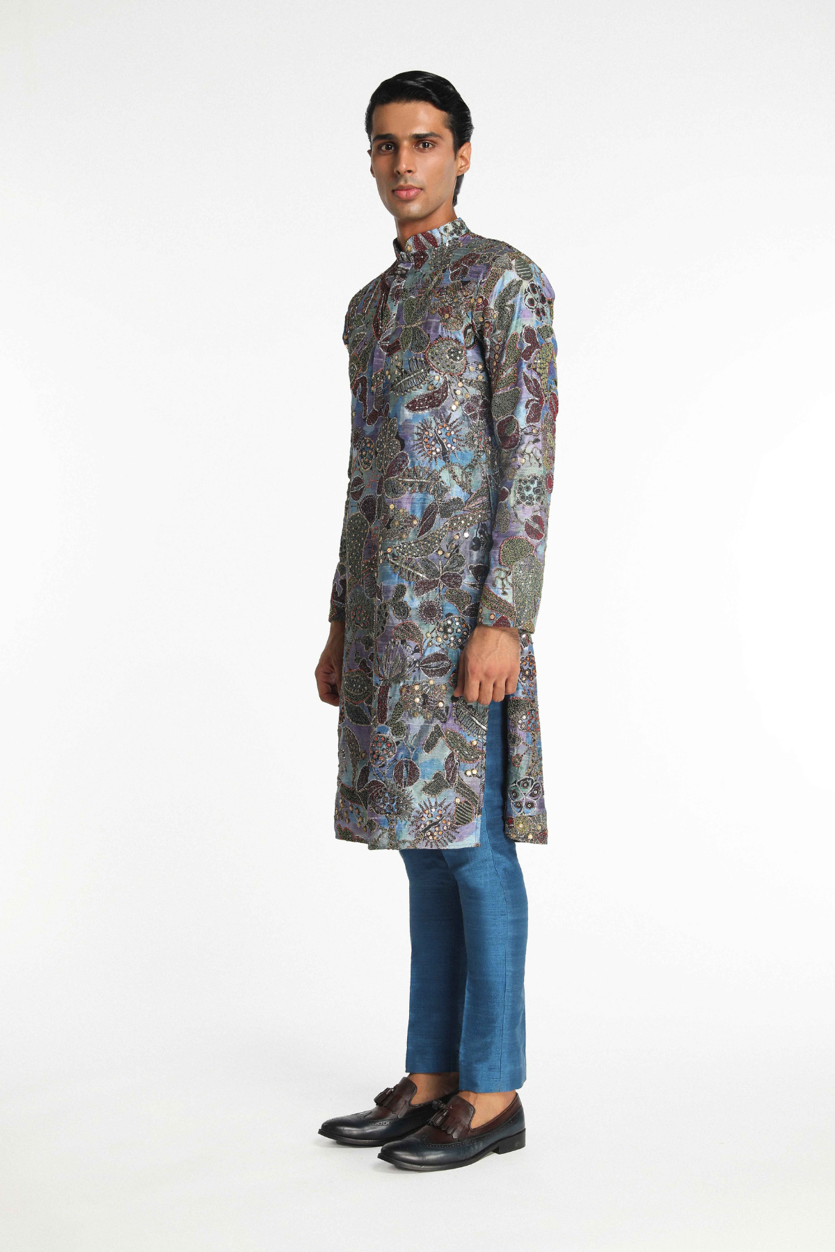 Vortex - Sapphire Blue Raw Silk Kurta Set