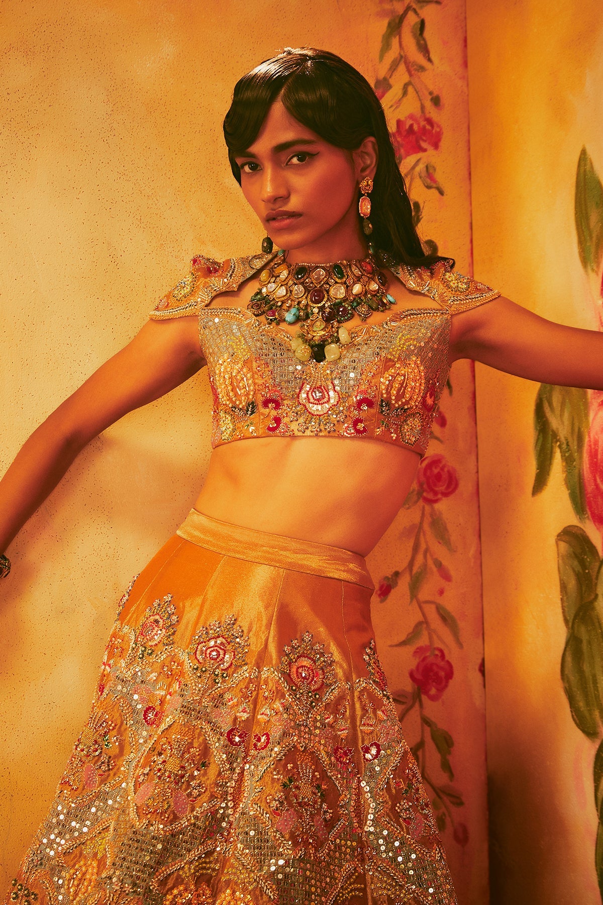 Melina - Copper Tissue Lehenga Set