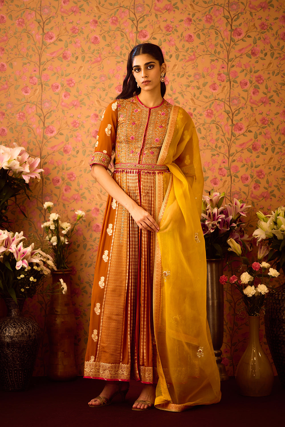 Amber Mustard Anarkali Set