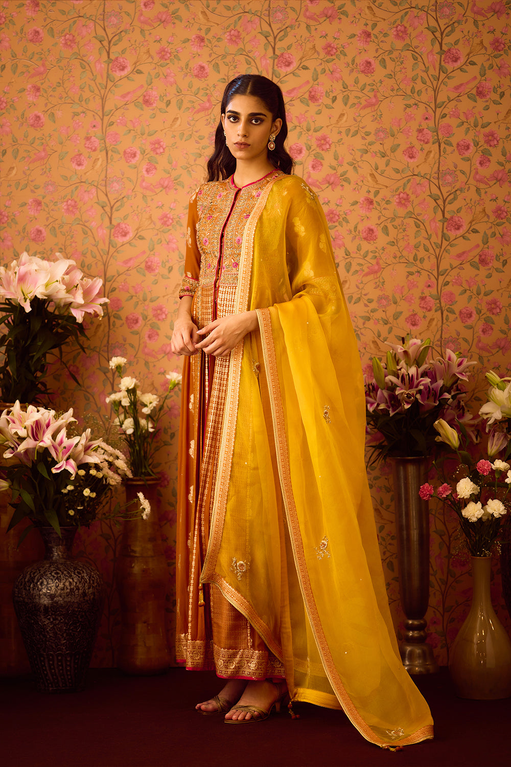 Amber Mustard Anarkali Set